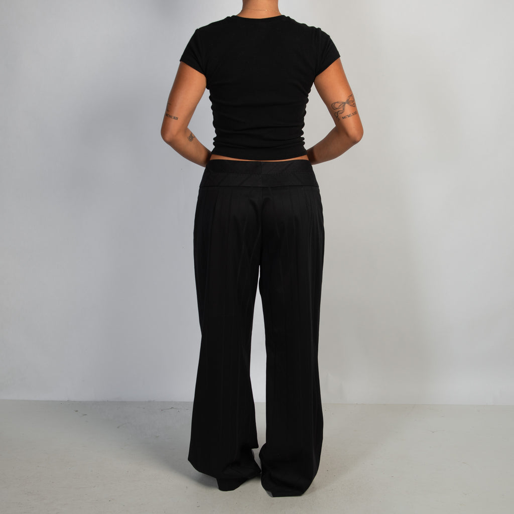 BLACK WIDE LEG TROUSERS