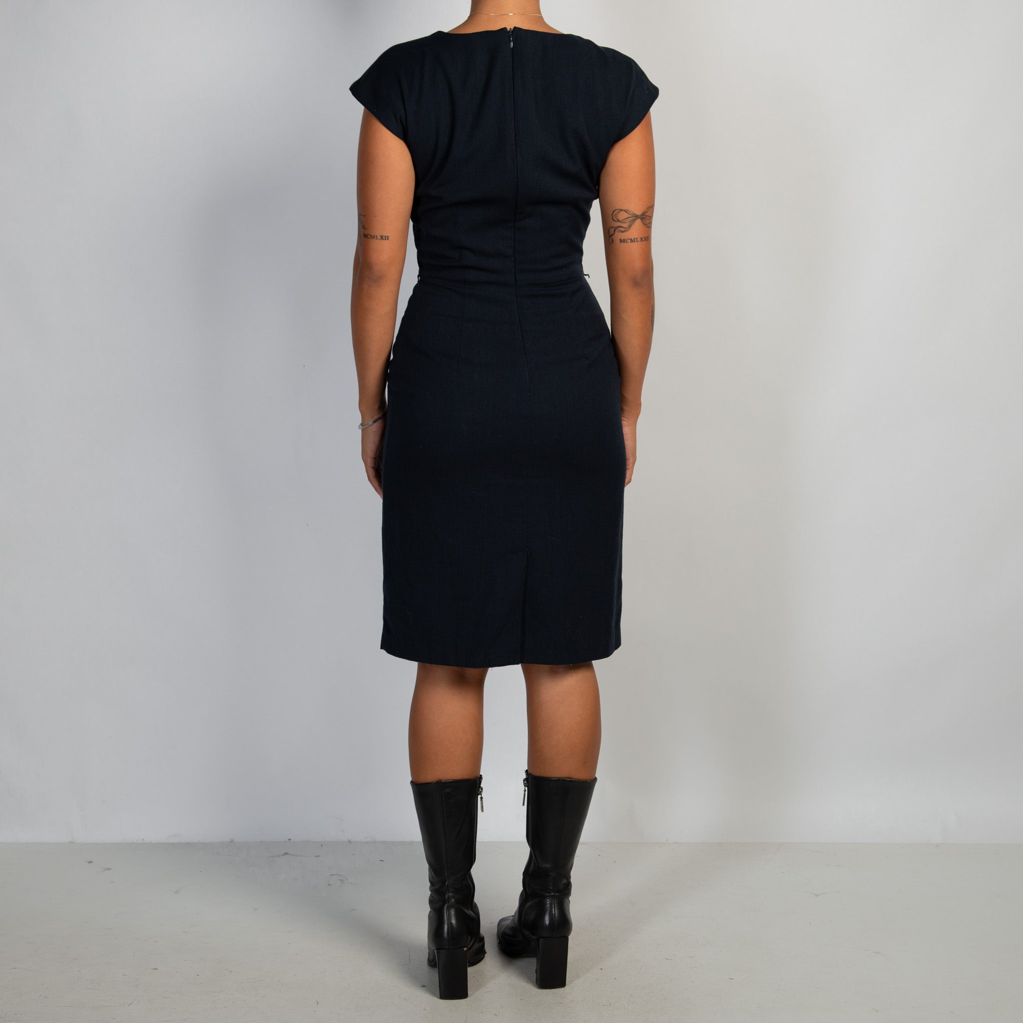 DARK NAVY MIDI DRESS