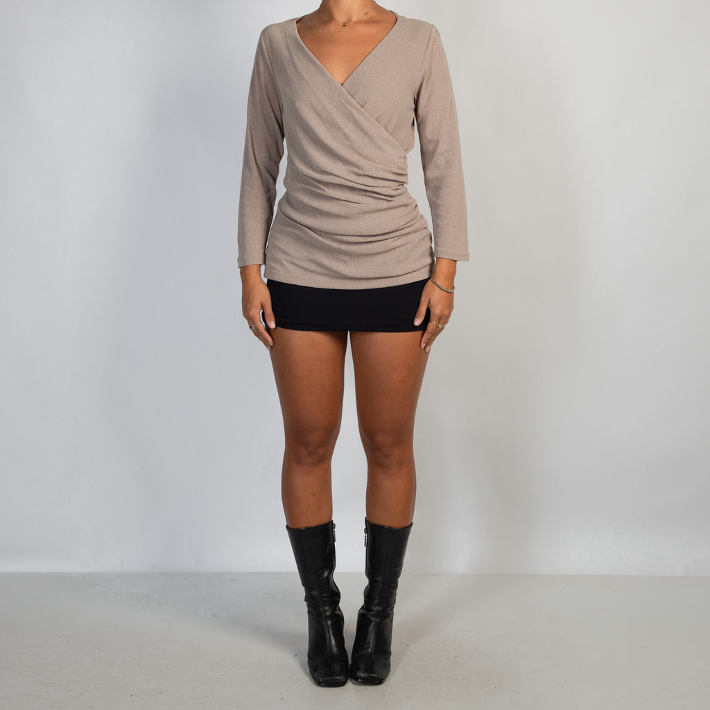MESH FAUX WRAP TOP