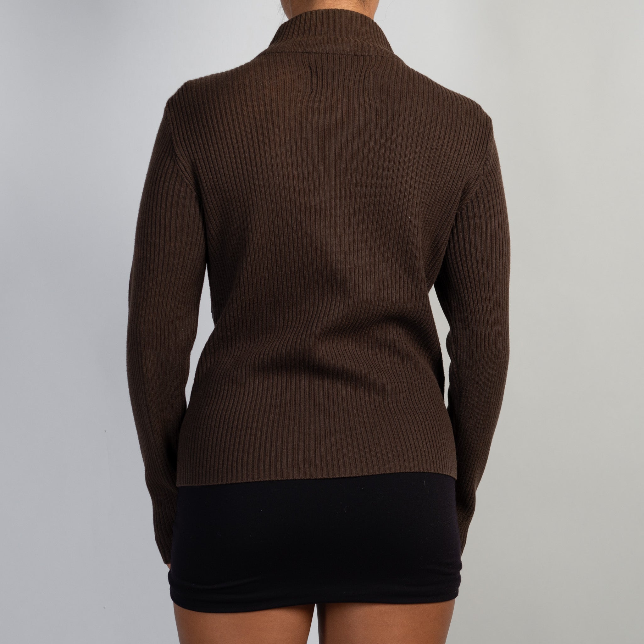 BROWN LEATHER ZIP JACKET
