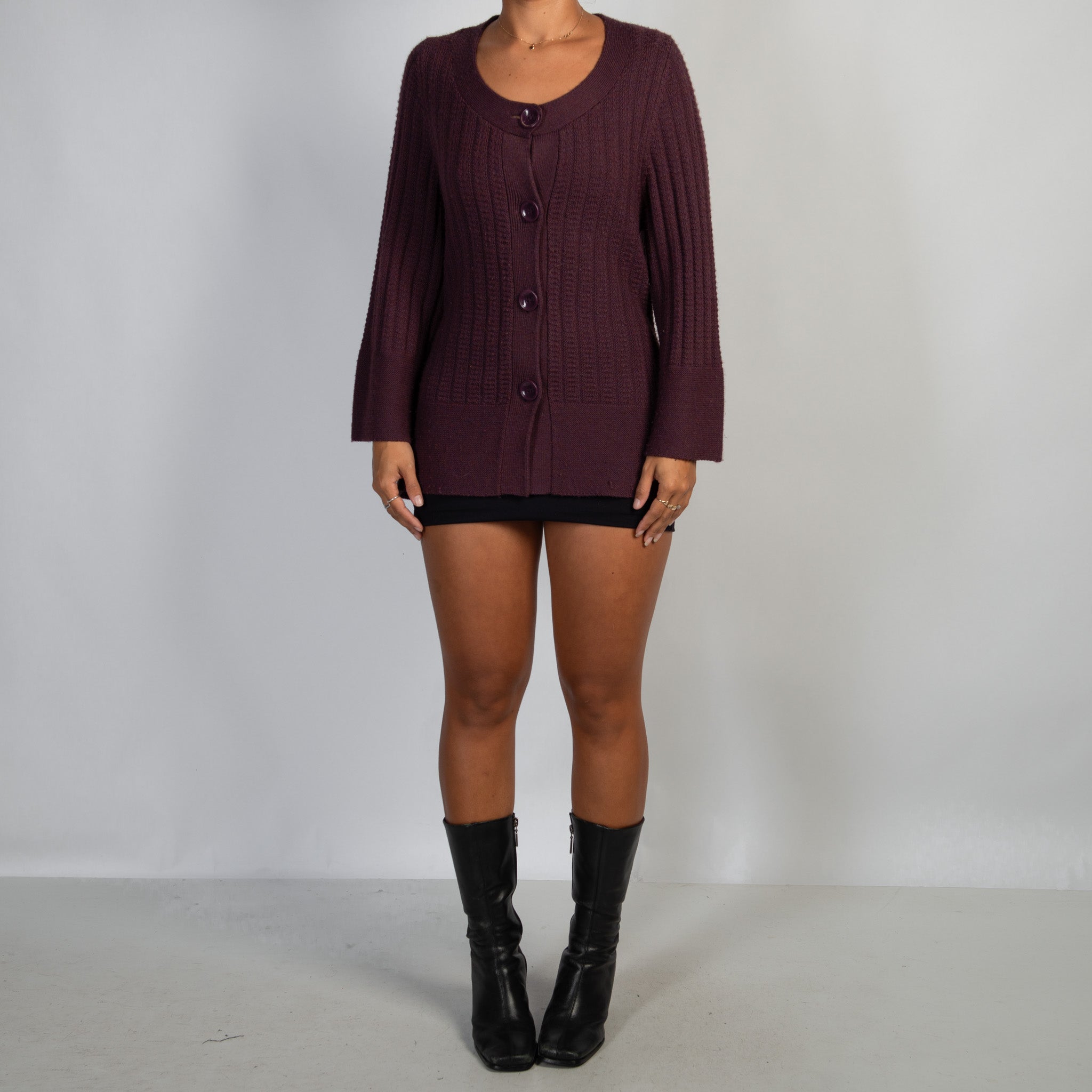 PURPLE KNIT CARDIGAN