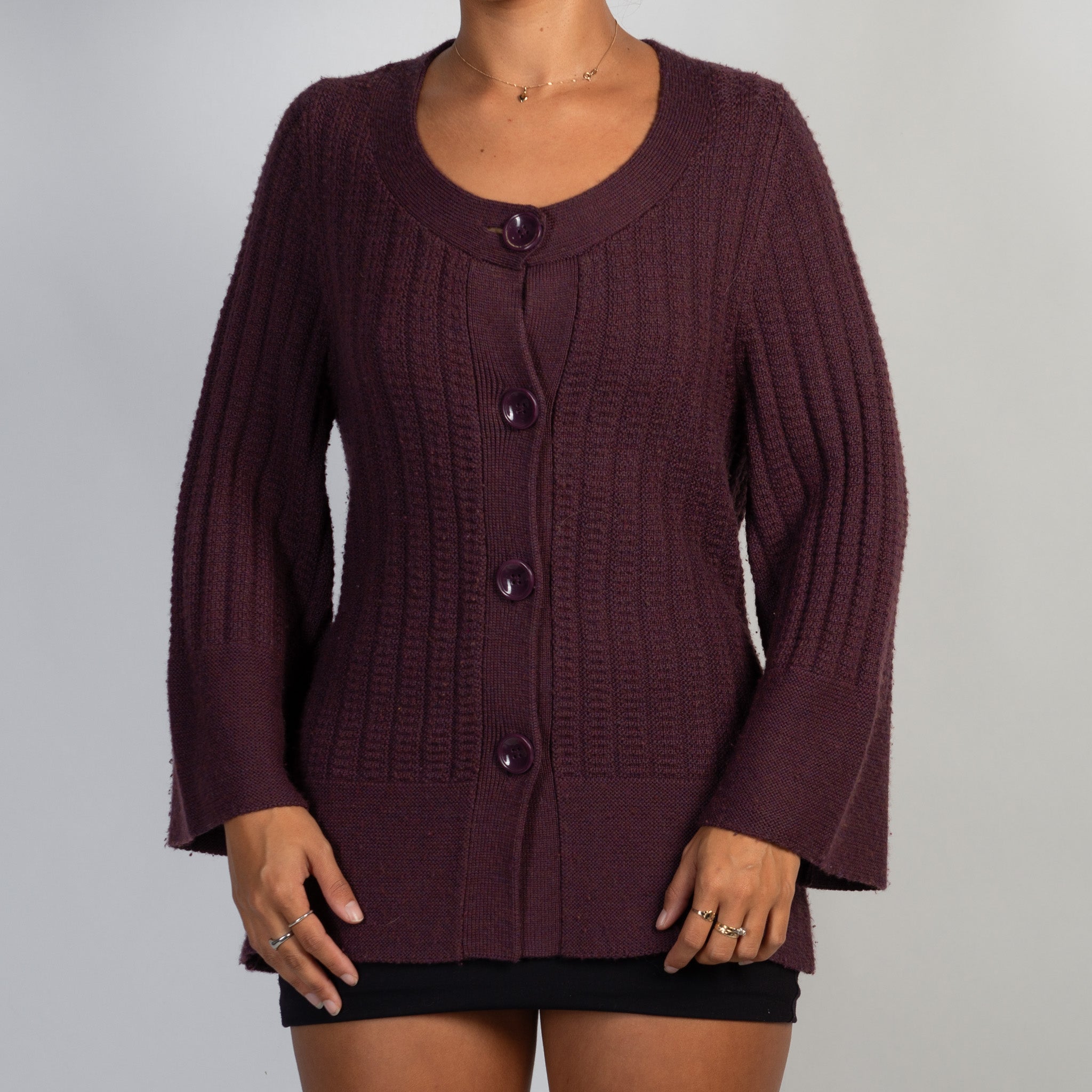 PURPLE KNIT CARDIGAN