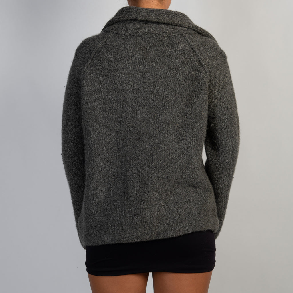 GREY CHUNKY WOOL CARDIGAN