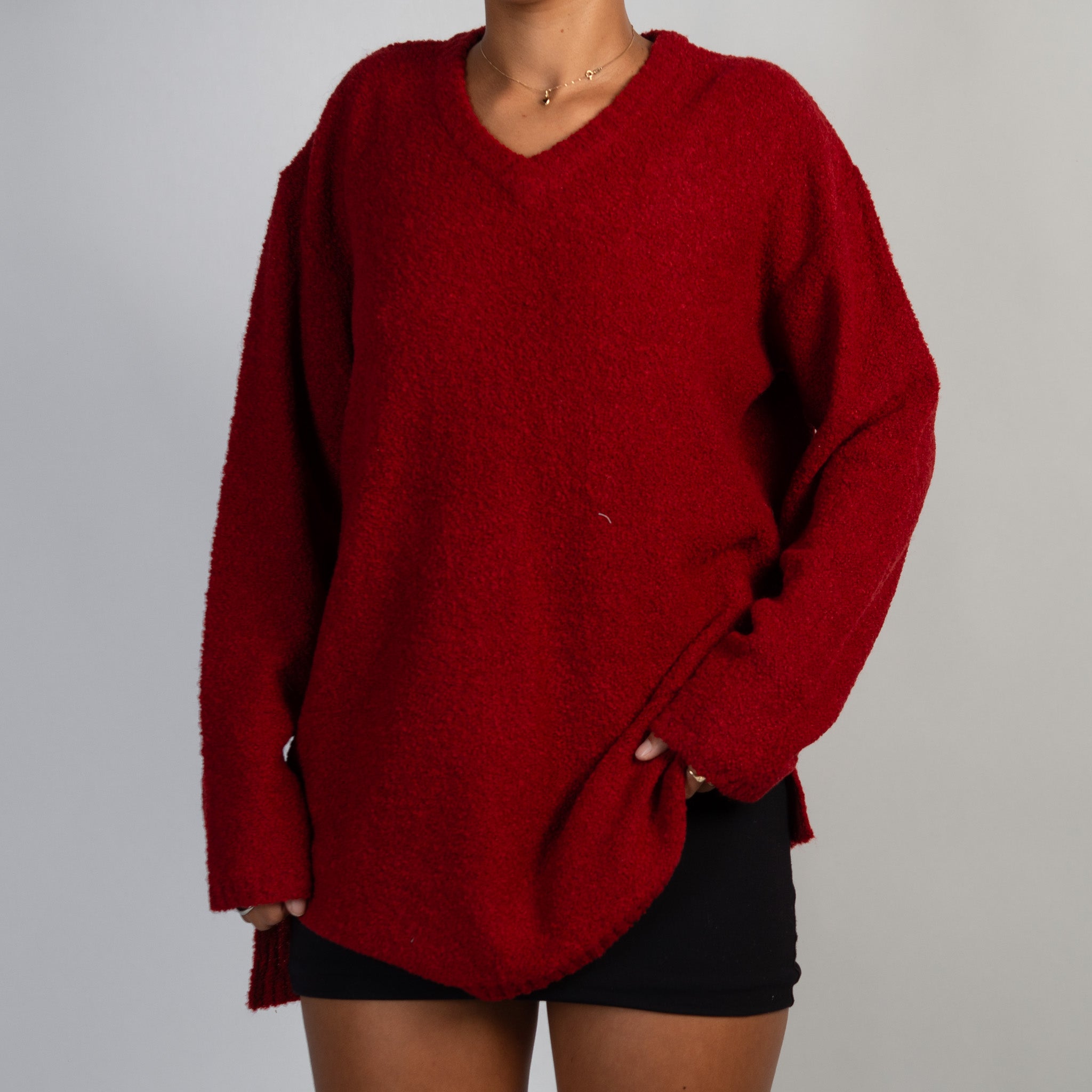 RED WOOL KNIT SWEATER