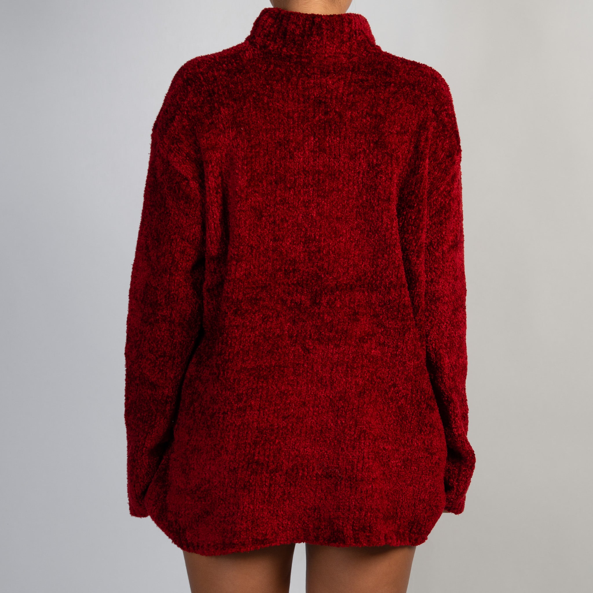 RED CHENILLE KNIT SWEATER