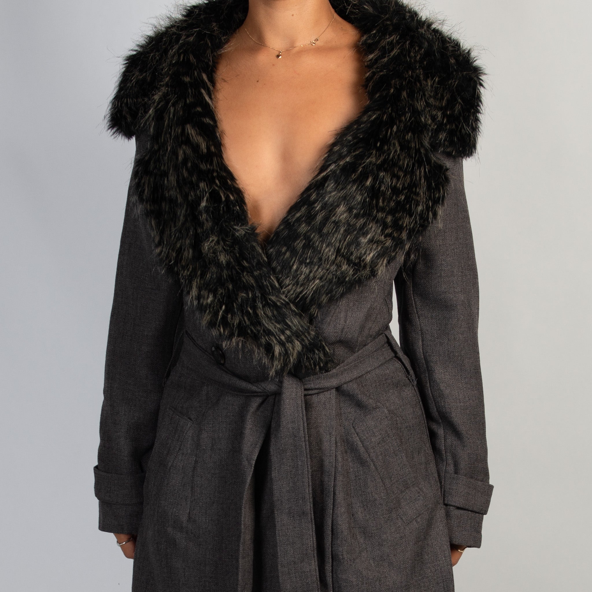 FAUX FUR TRIM COAT