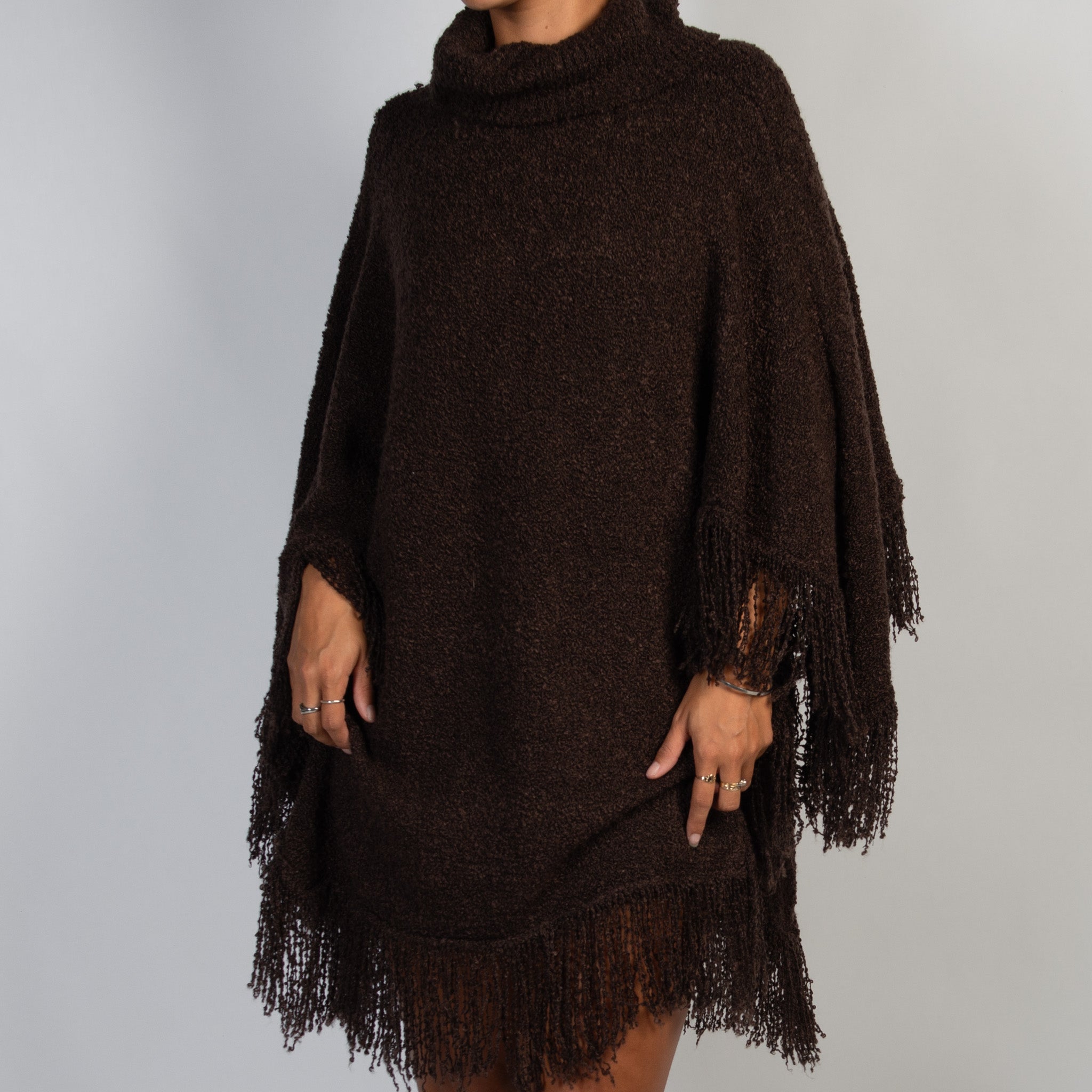 DARK BROWN SHAG PONCHO