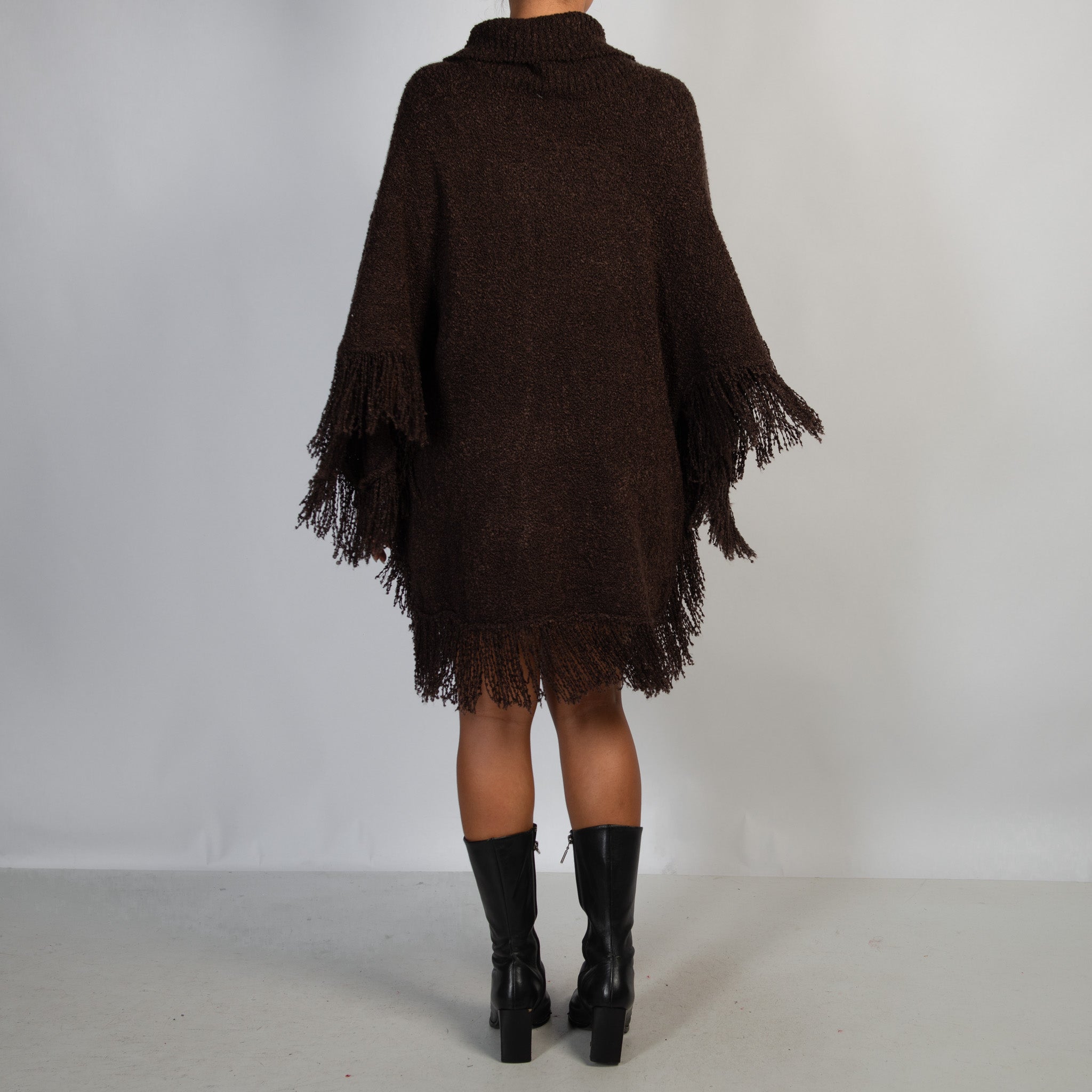 DARK BROWN SHAG PONCHO