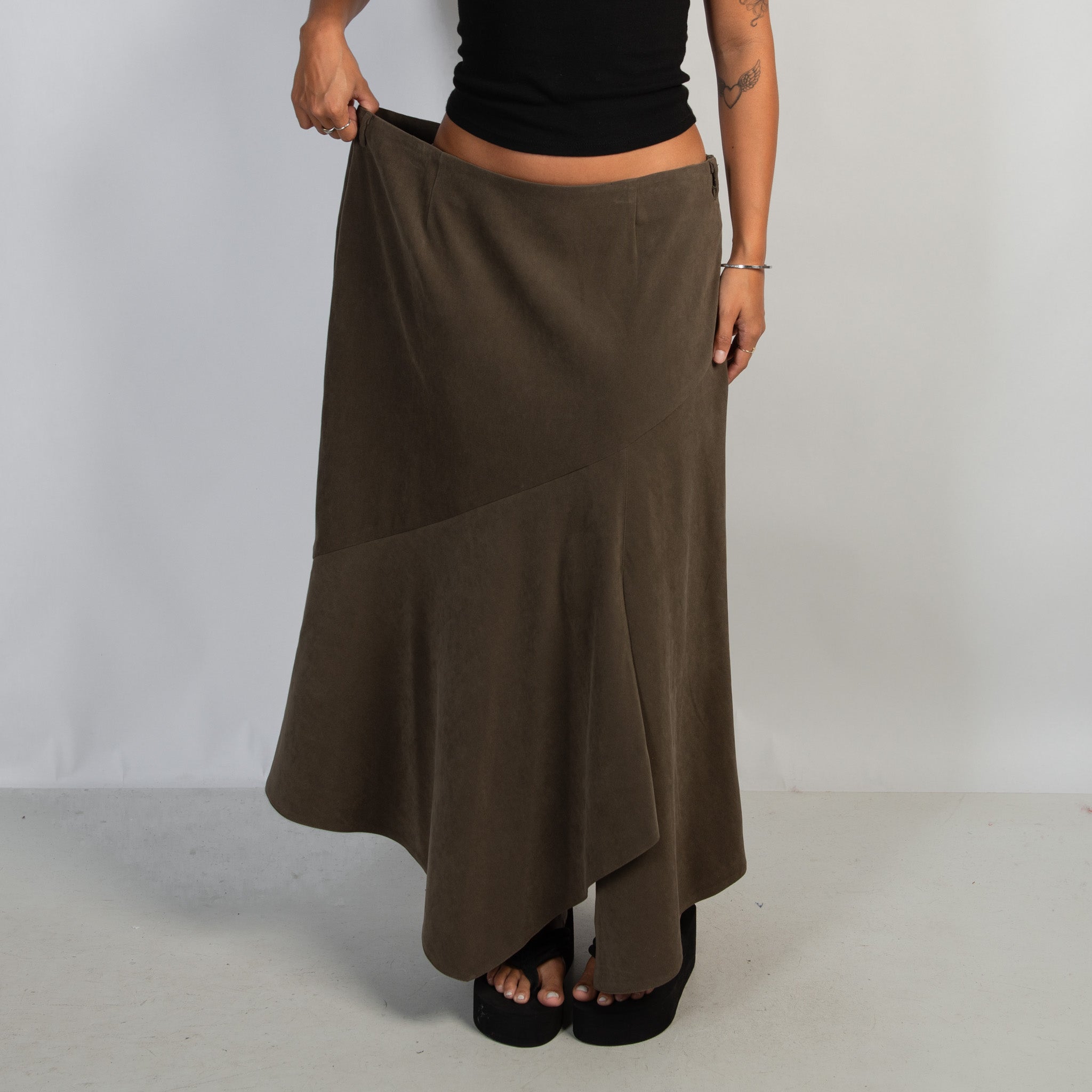 KHAKI LONGLINE SKIRT
