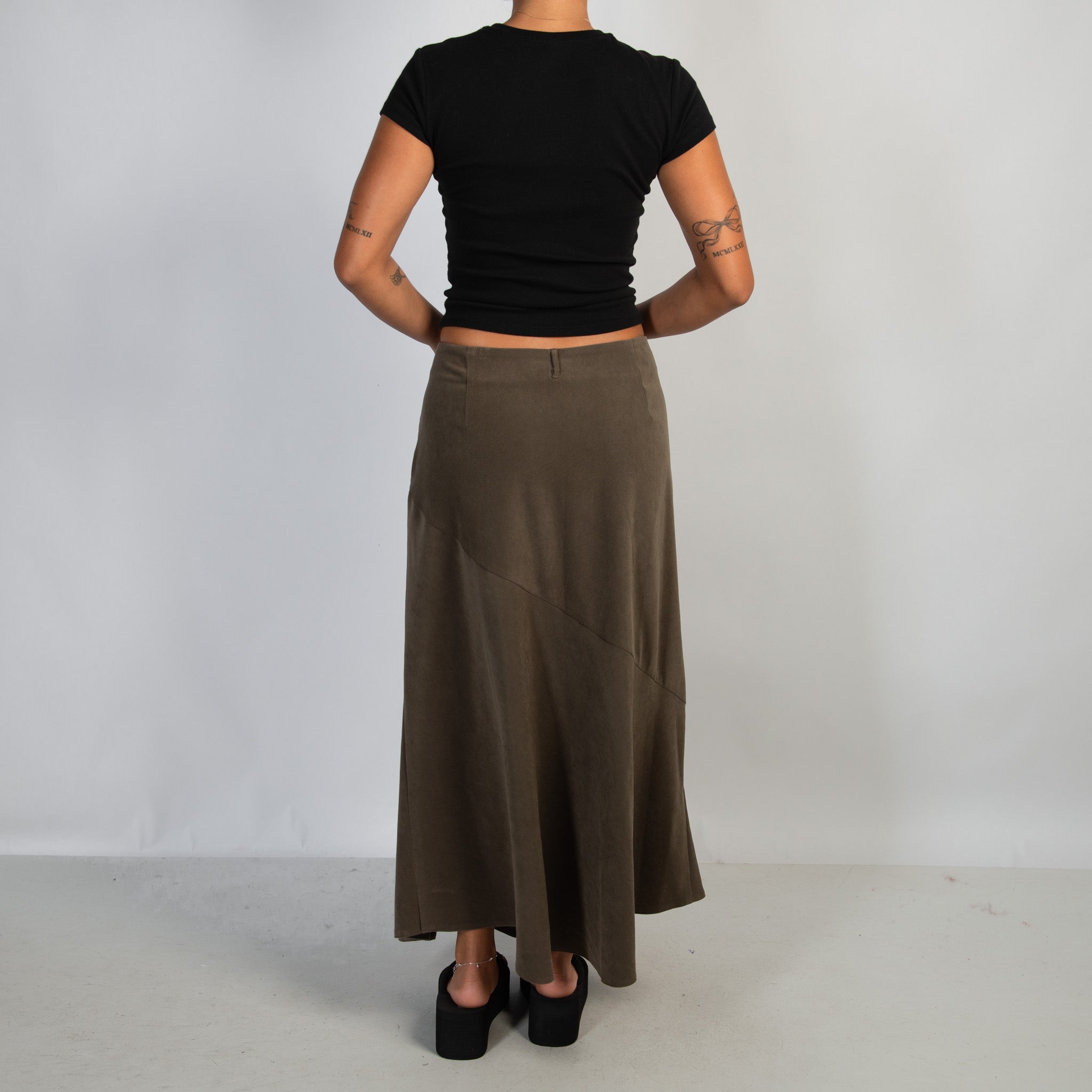 KHAKI LONGLINE SKIRT