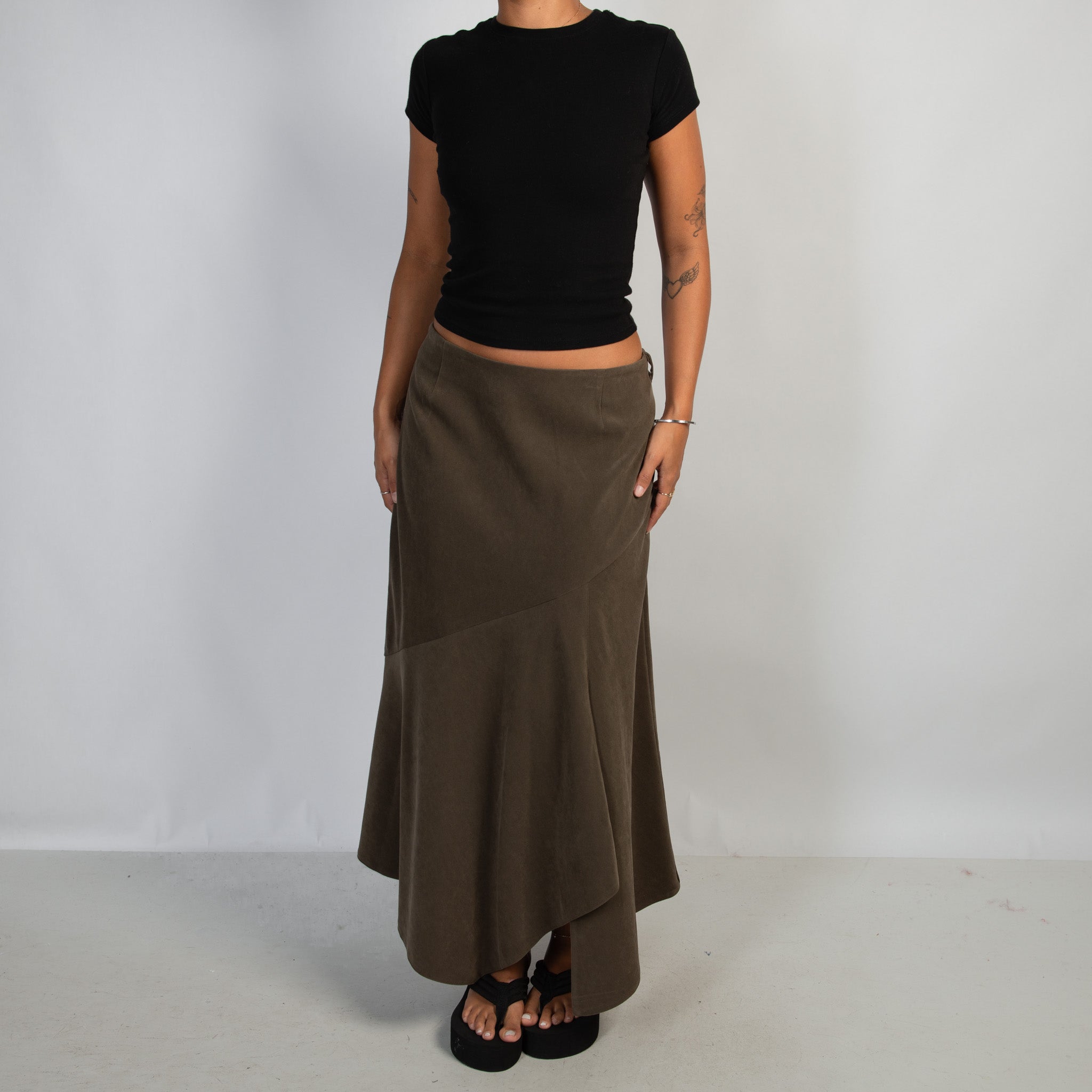 KHAKI LONGLINE SKIRT