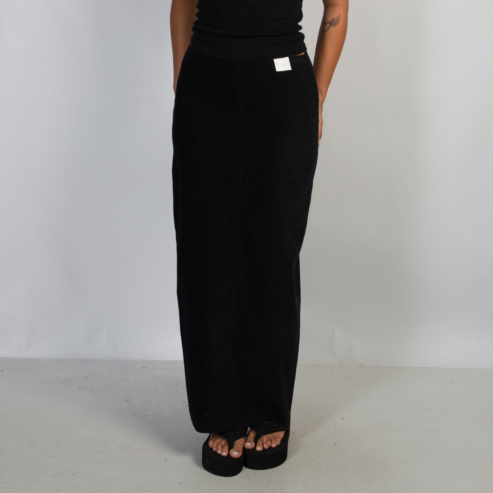 BLACK SUEDETTE SKIRT