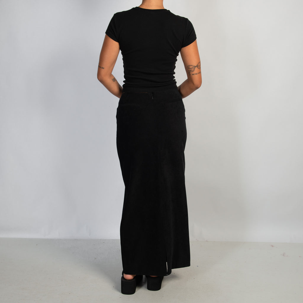 BLACK SUEDETTE SKIRT