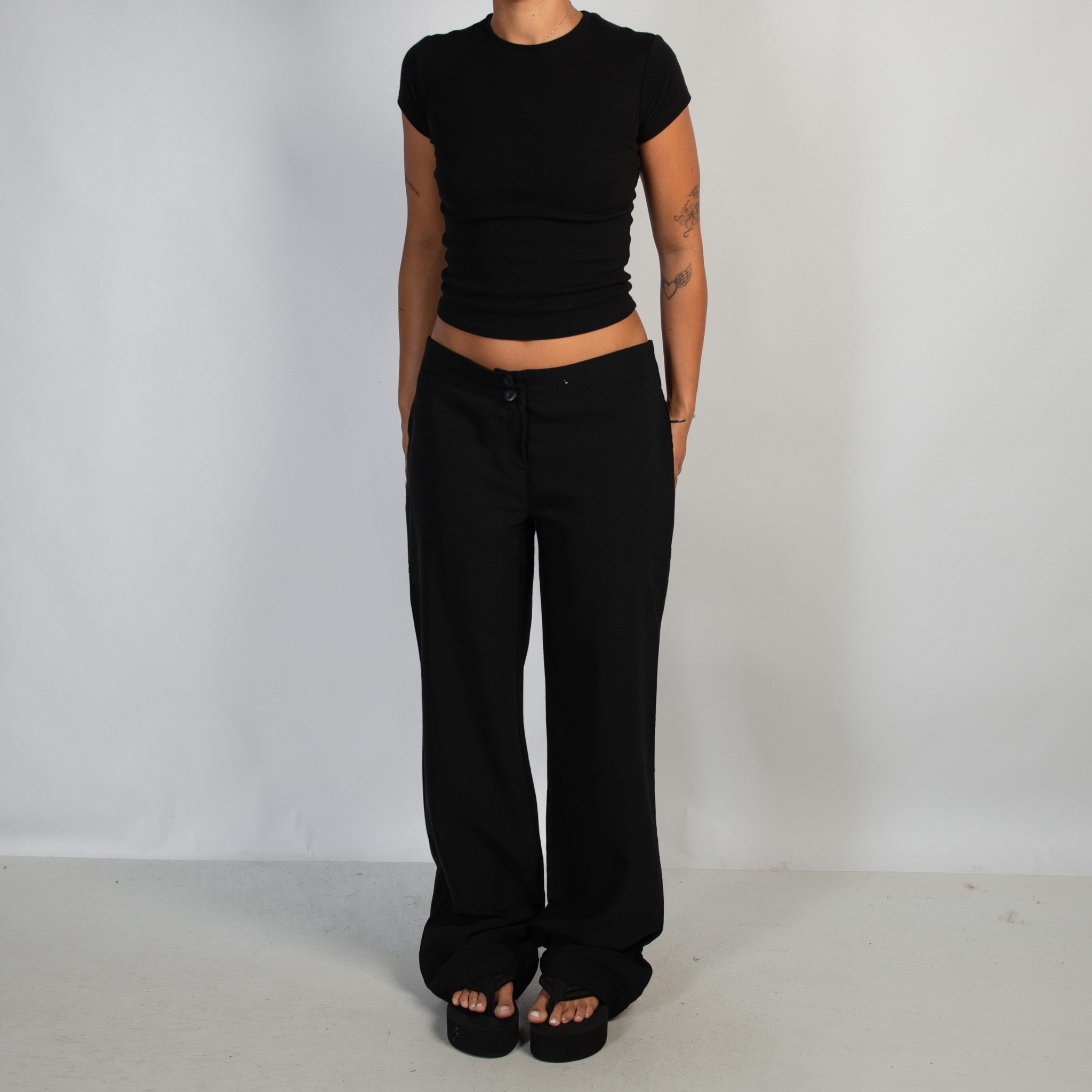 BLACK BOOTCUT TROUSERS