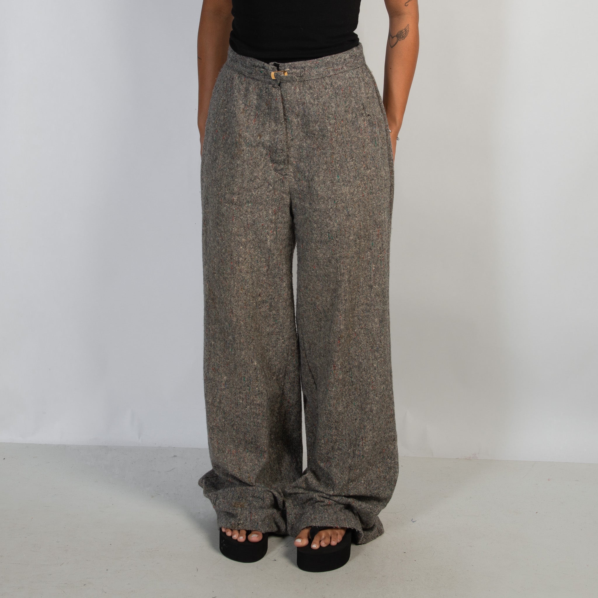WOOL WIDE LEG TROUSERS