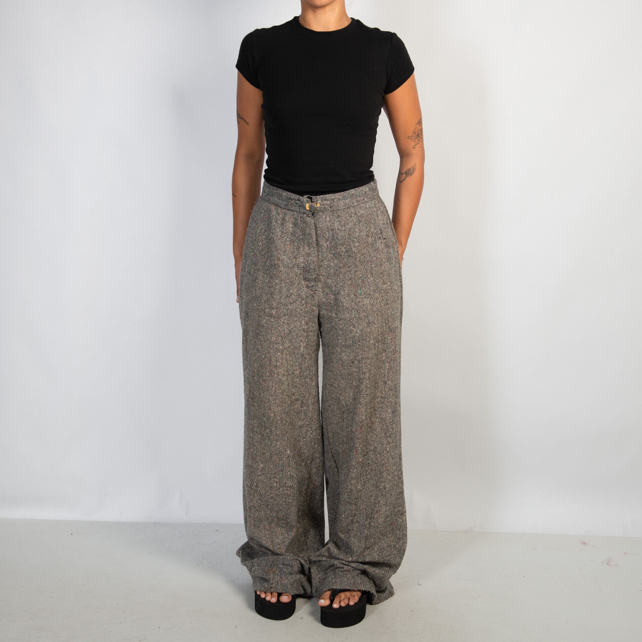 WOOL WIDE LEG TROUSERS