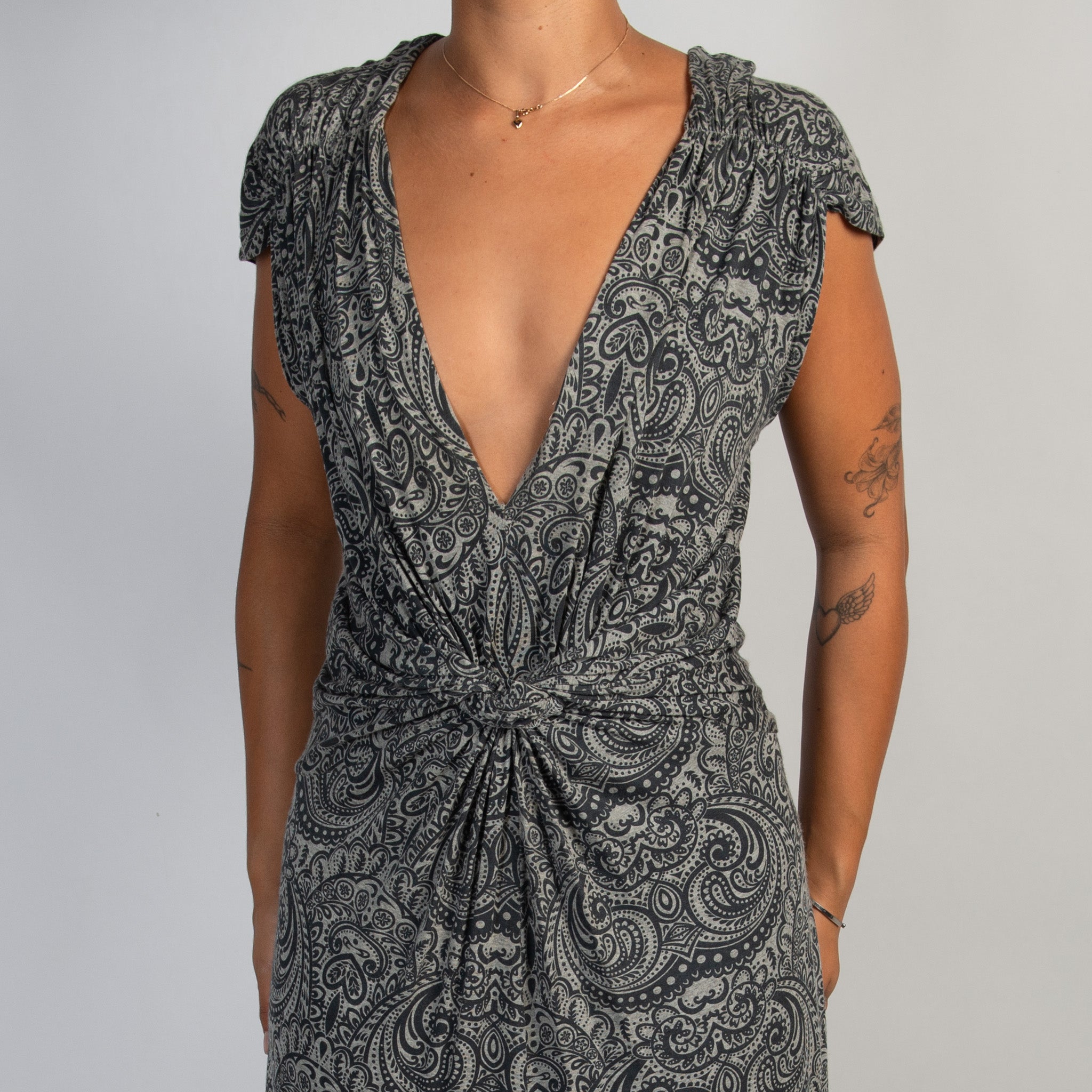 GREY PATTERN MIDI DRESS
