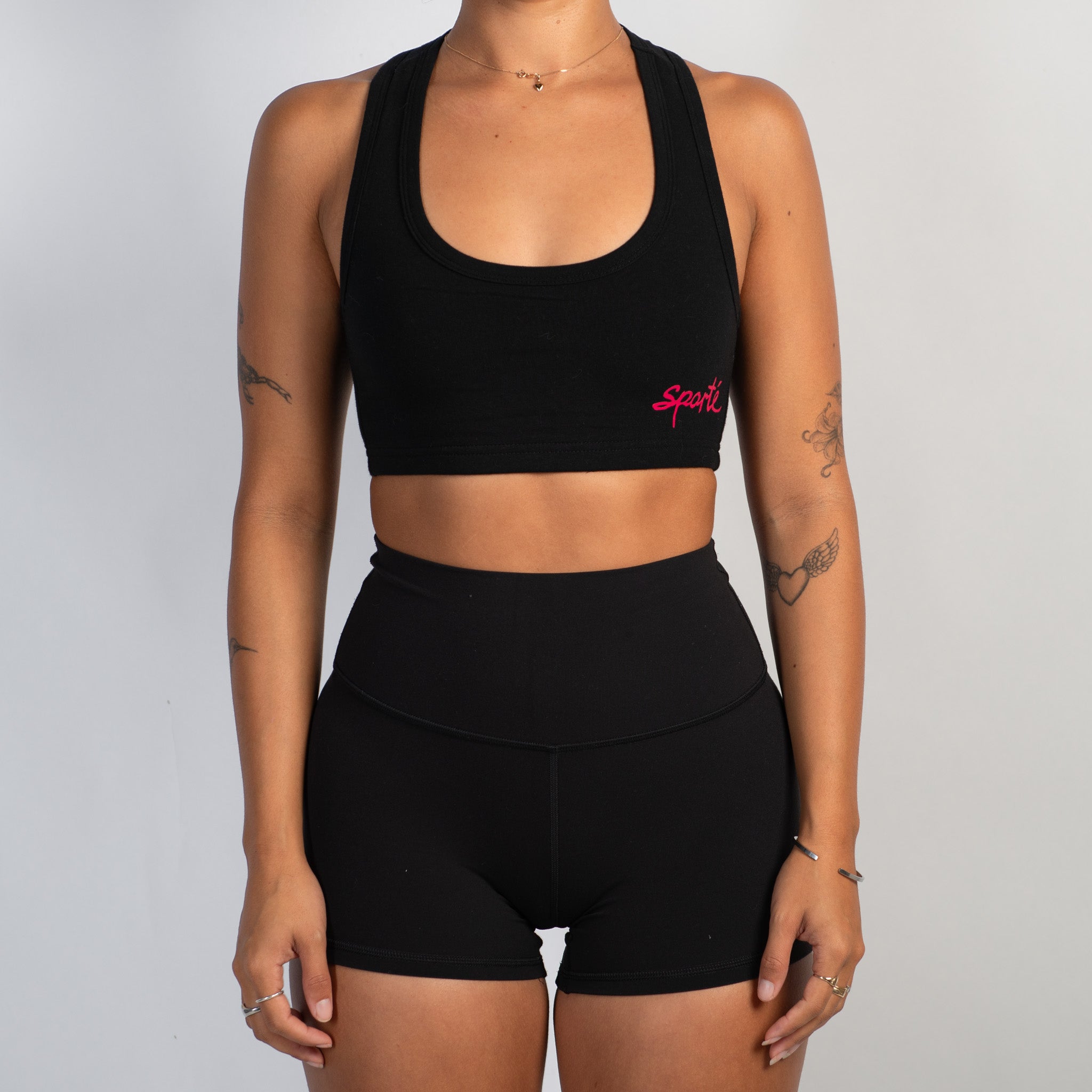 BLACK COTTON SPORTS BRA