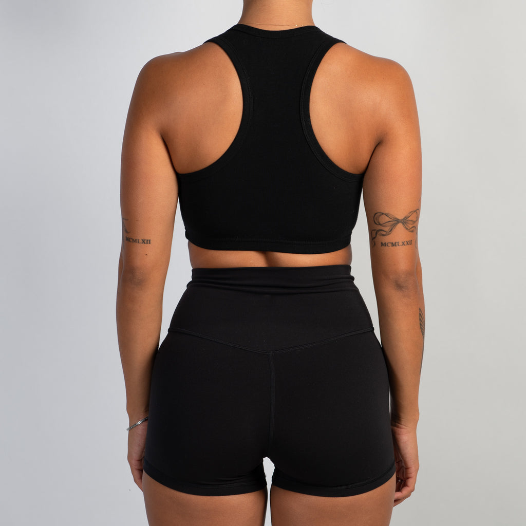 BLACK COTTON SPORTS BRA