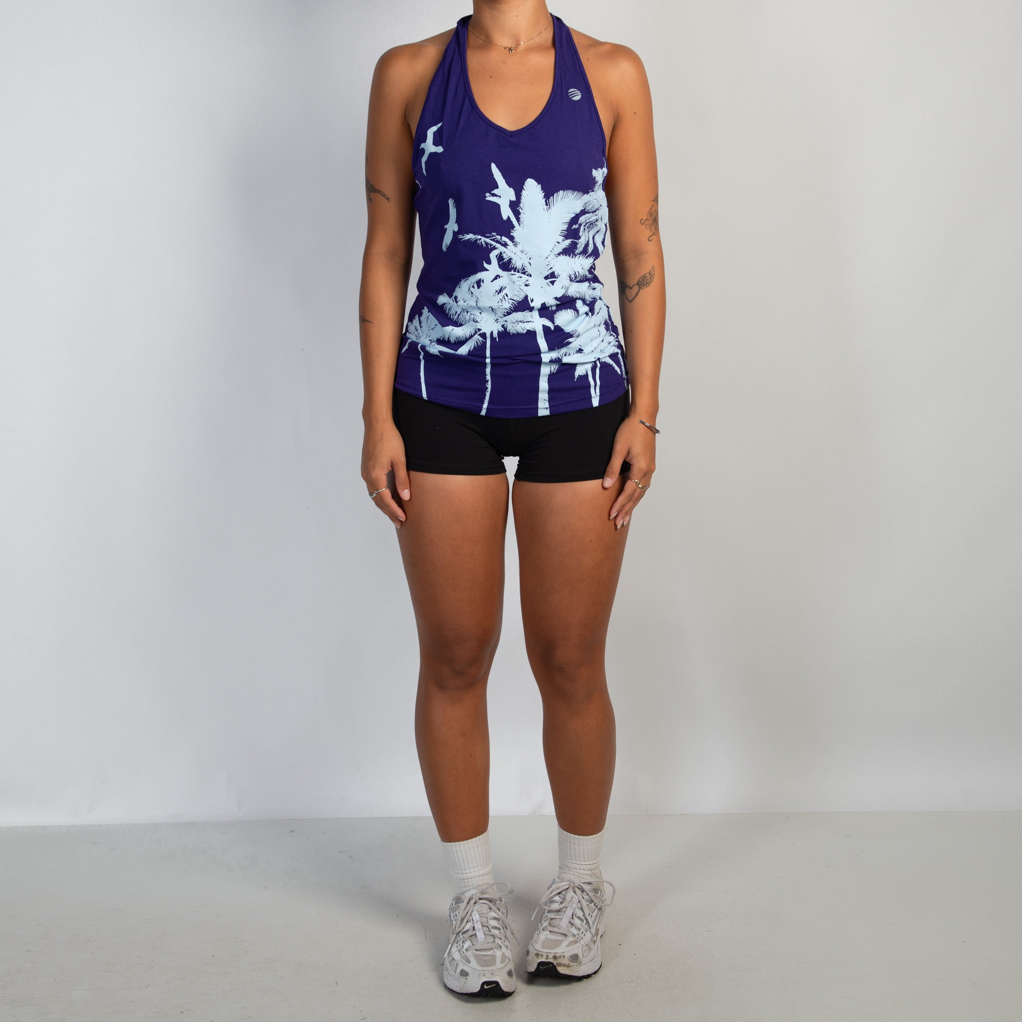 PURPLE PALM HALTER TOP