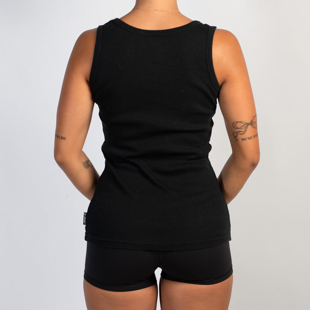 BLACK COTTON TANK TOP