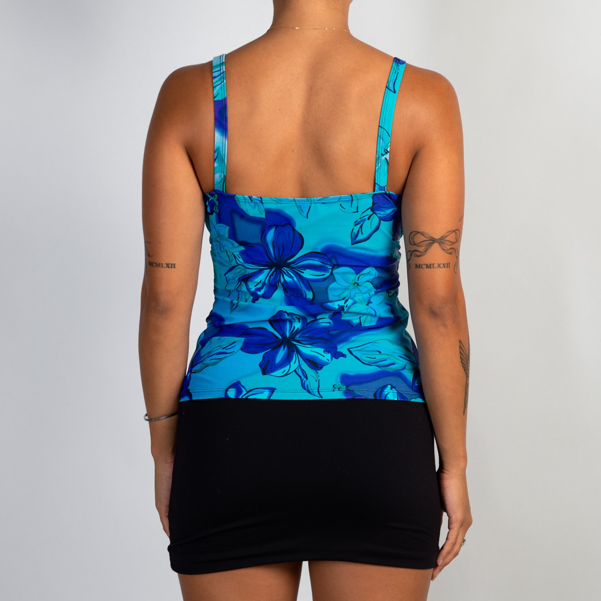 BLUE FLORAL TANKINI TOP