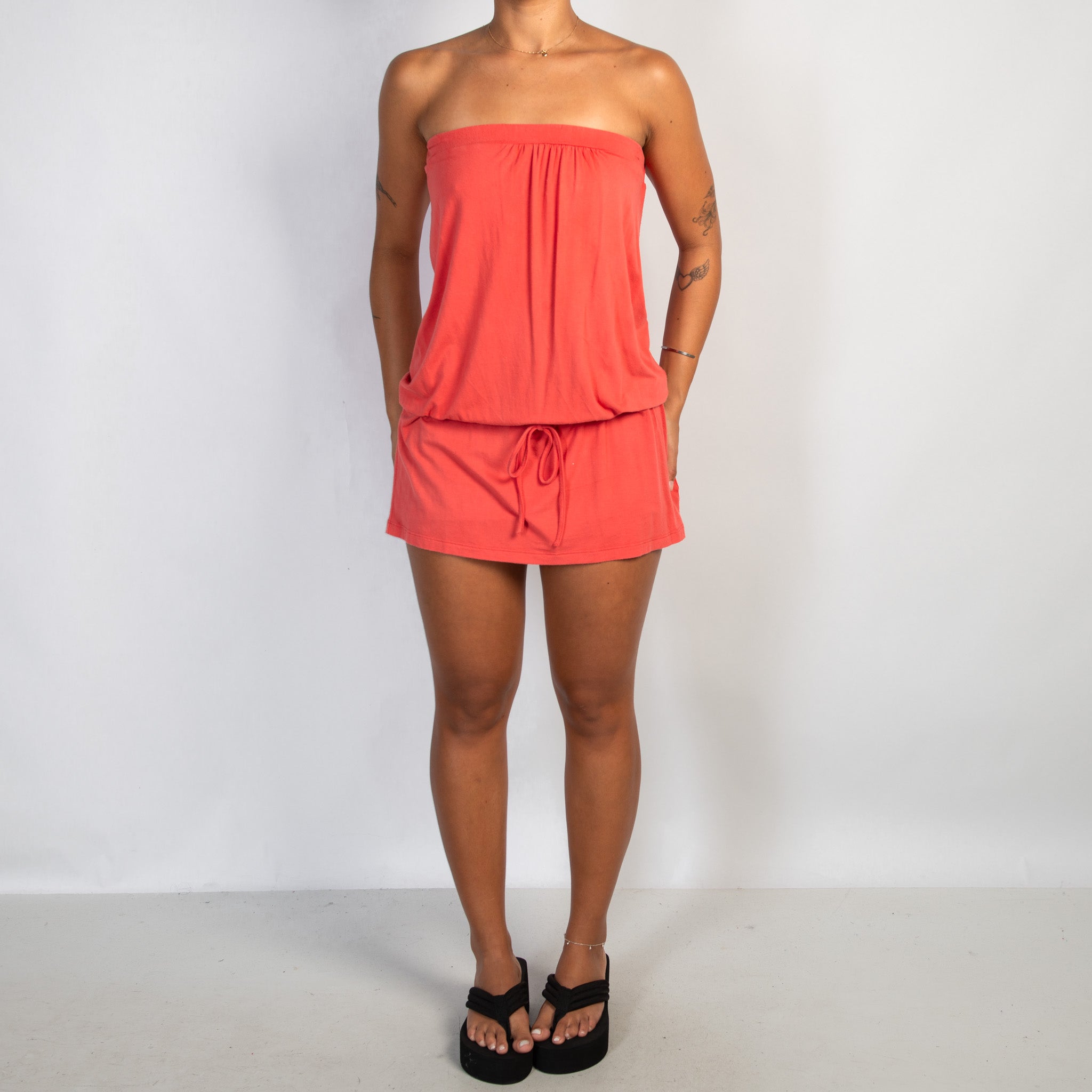 CORAL LONGLINE BANDEAU TOP