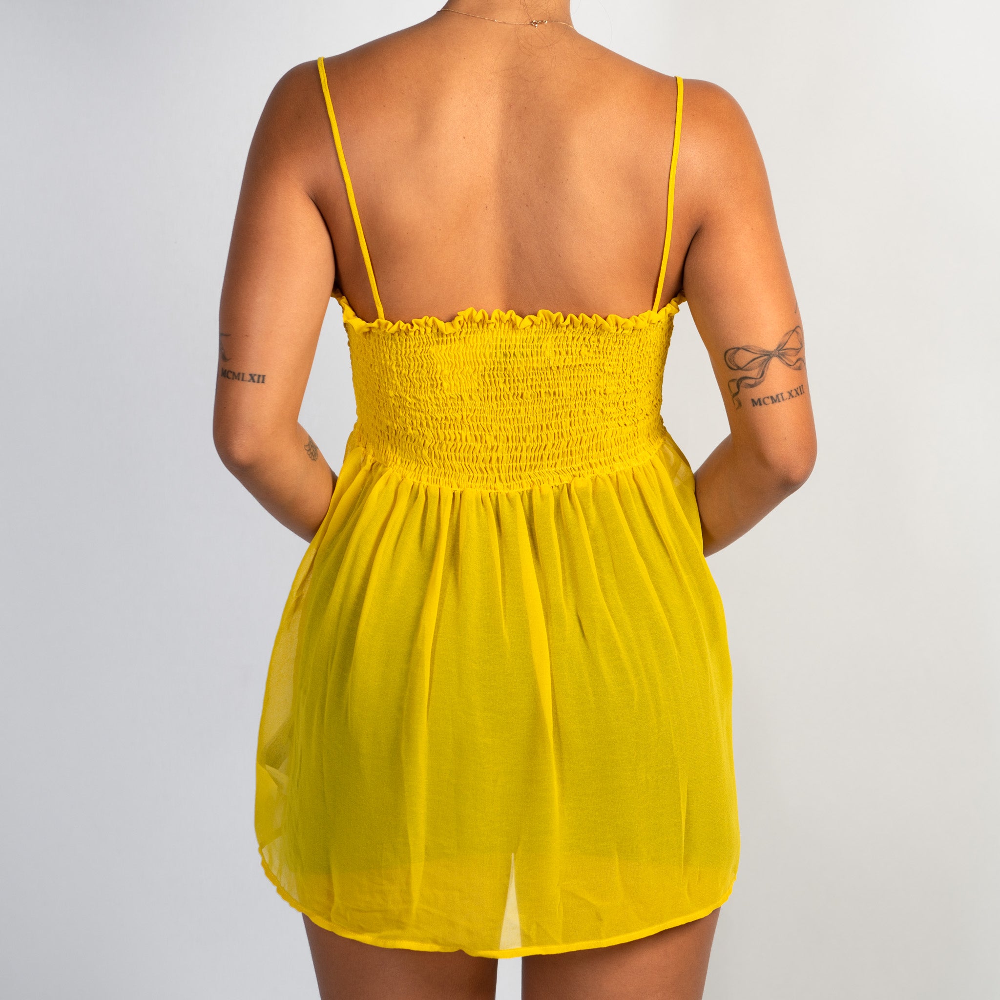 SHEER YELLOW BABYDOLL TOP