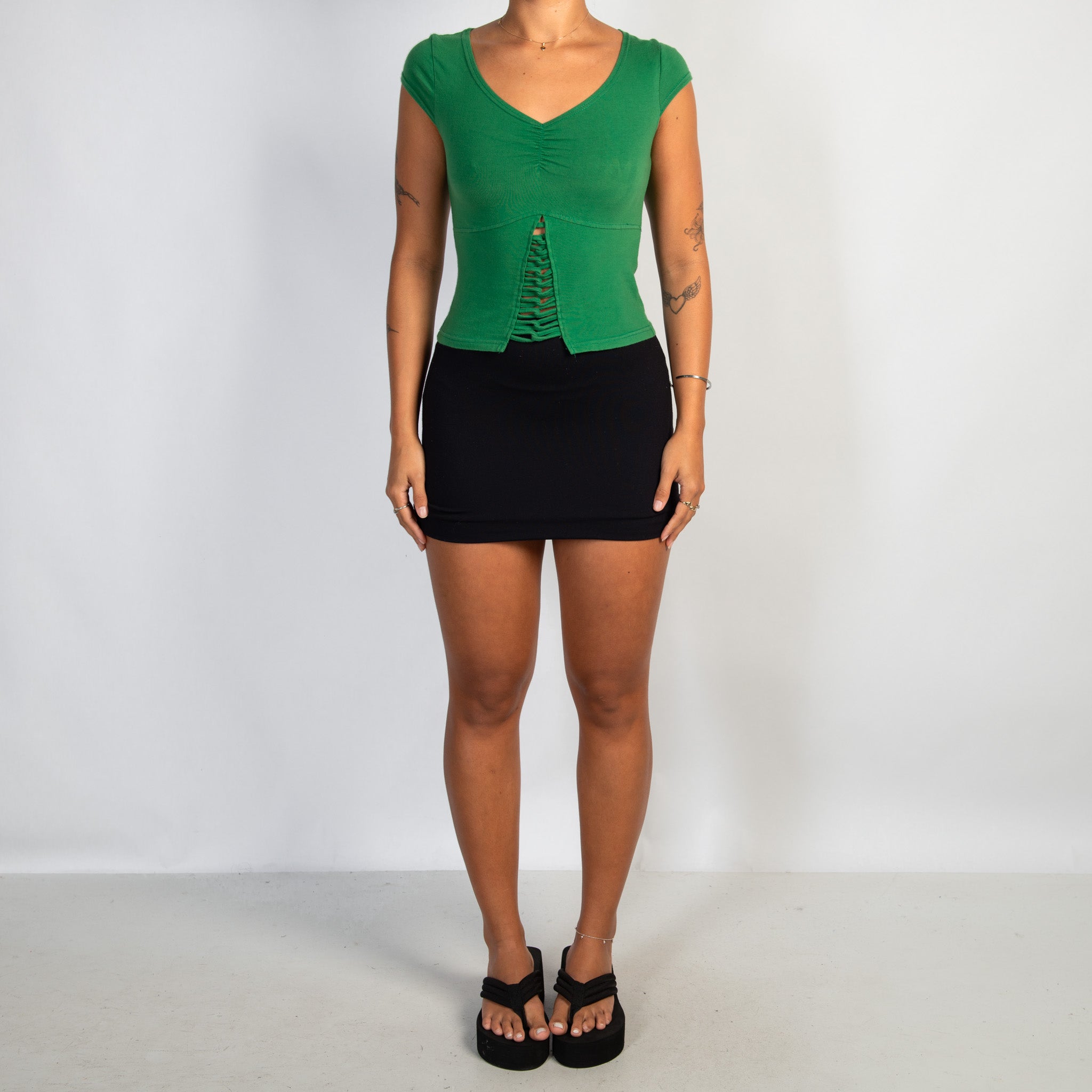 GREEN CAP SLEEVE TEE