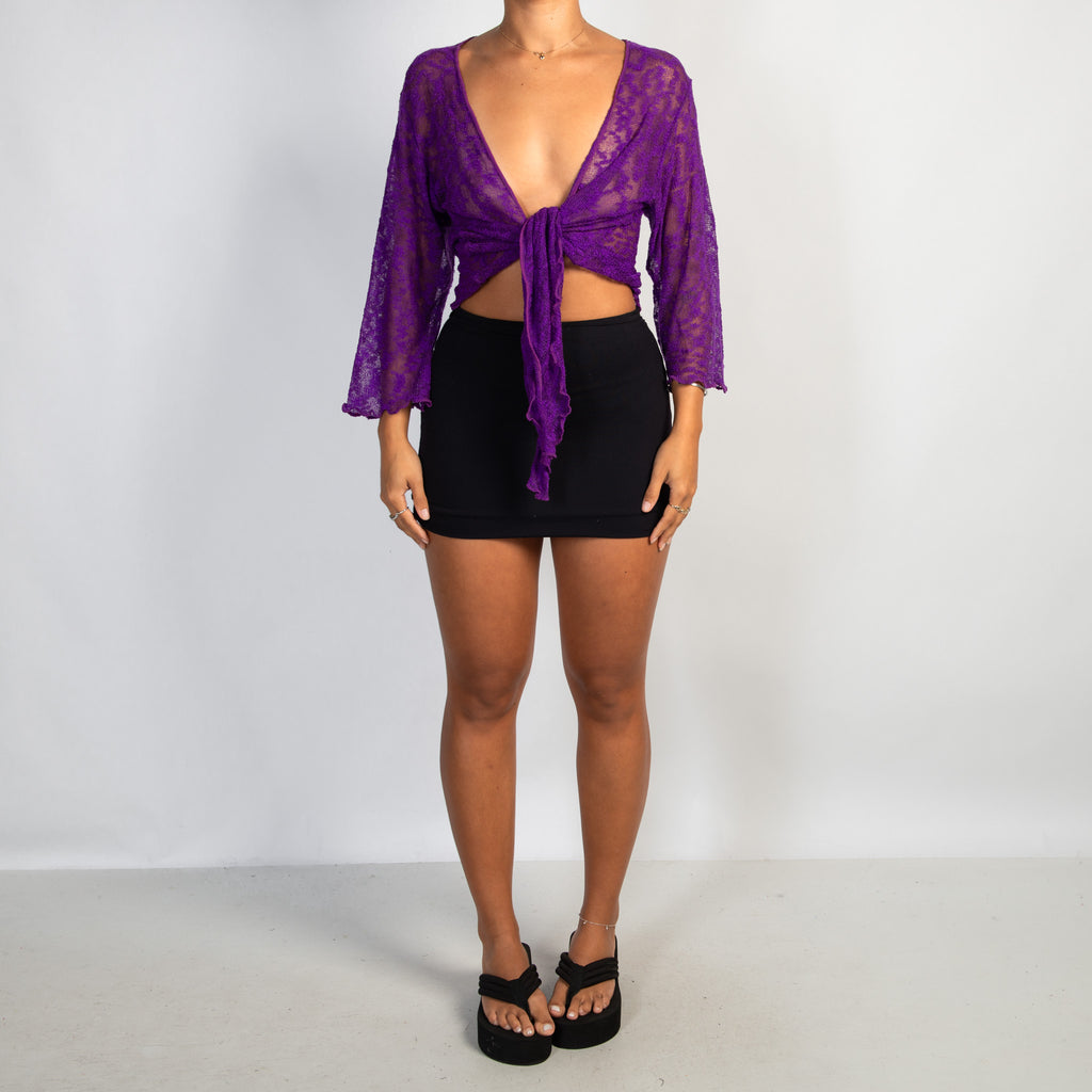 PURPLE KNIT WRAP TOP