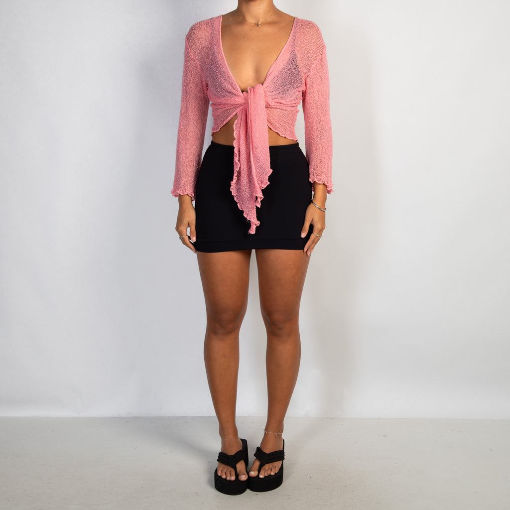 PINK KNIT WRAP TOP
