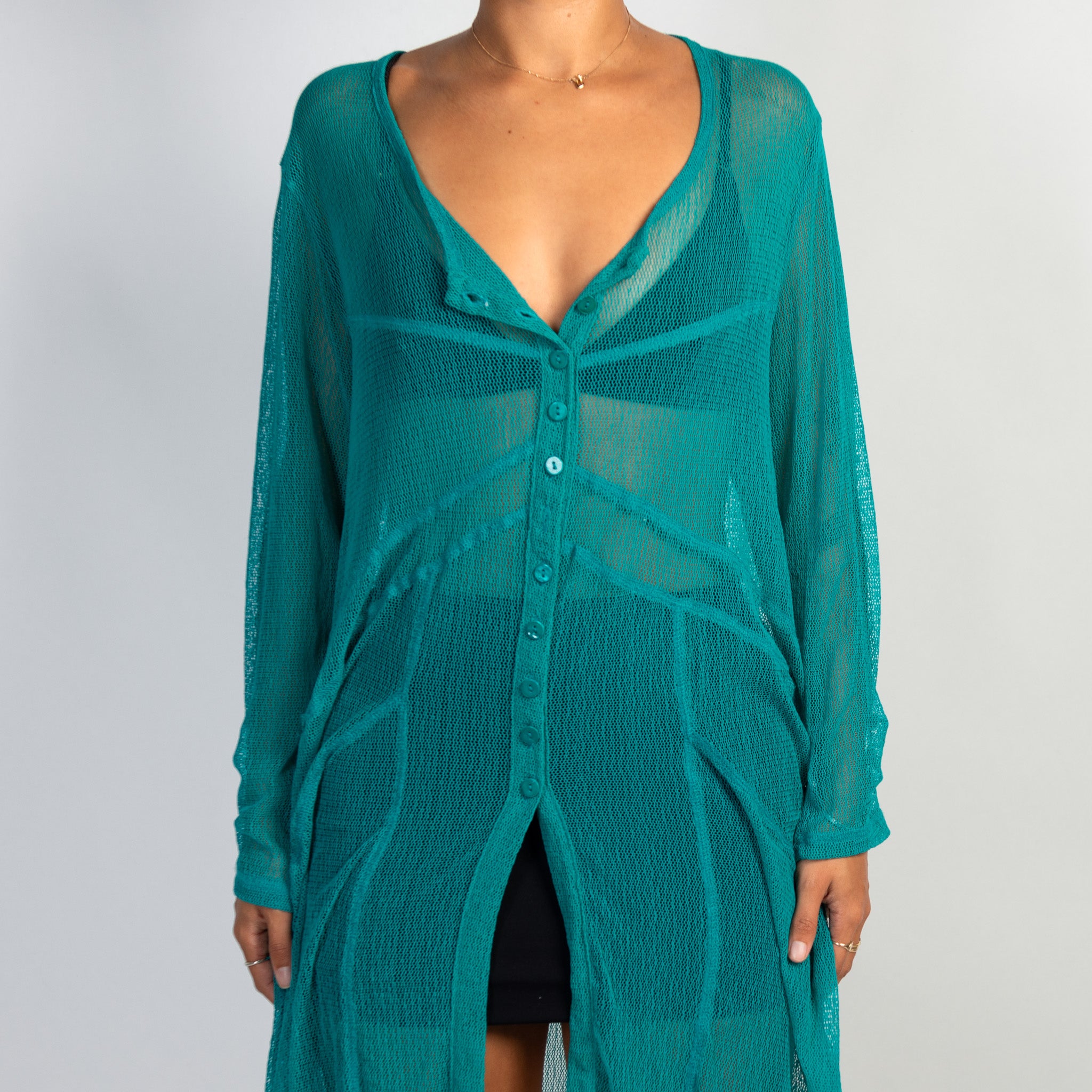 TEAL SHEER MESH TUNIC