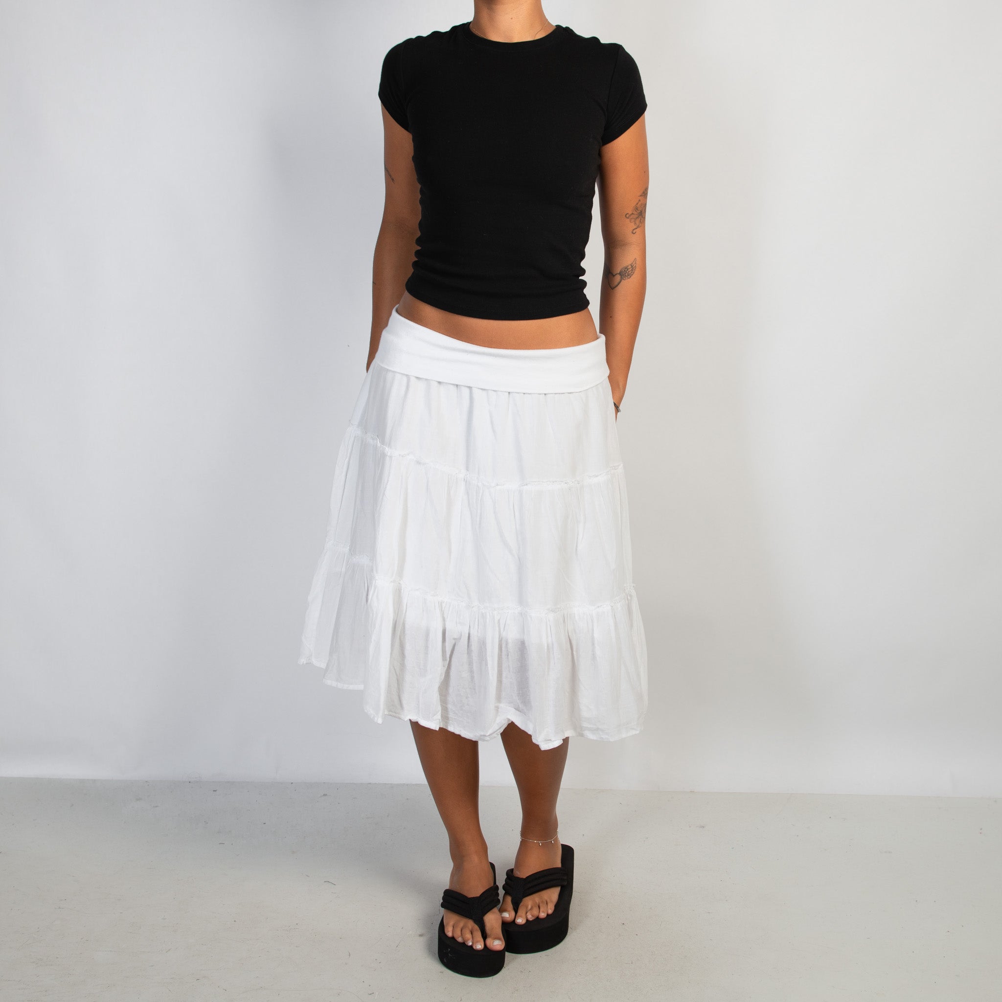 WHITE FOLD OVER SKIRT