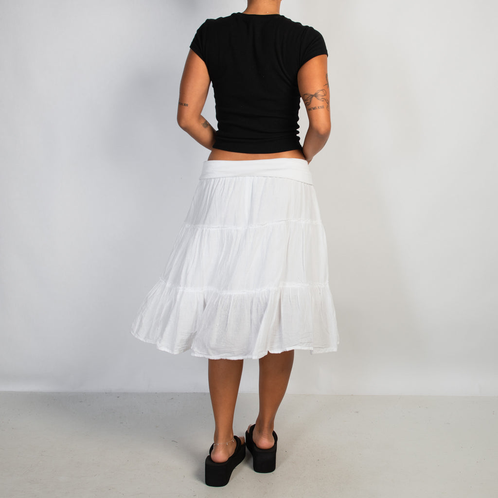 WHITE FOLD OVER SKIRT