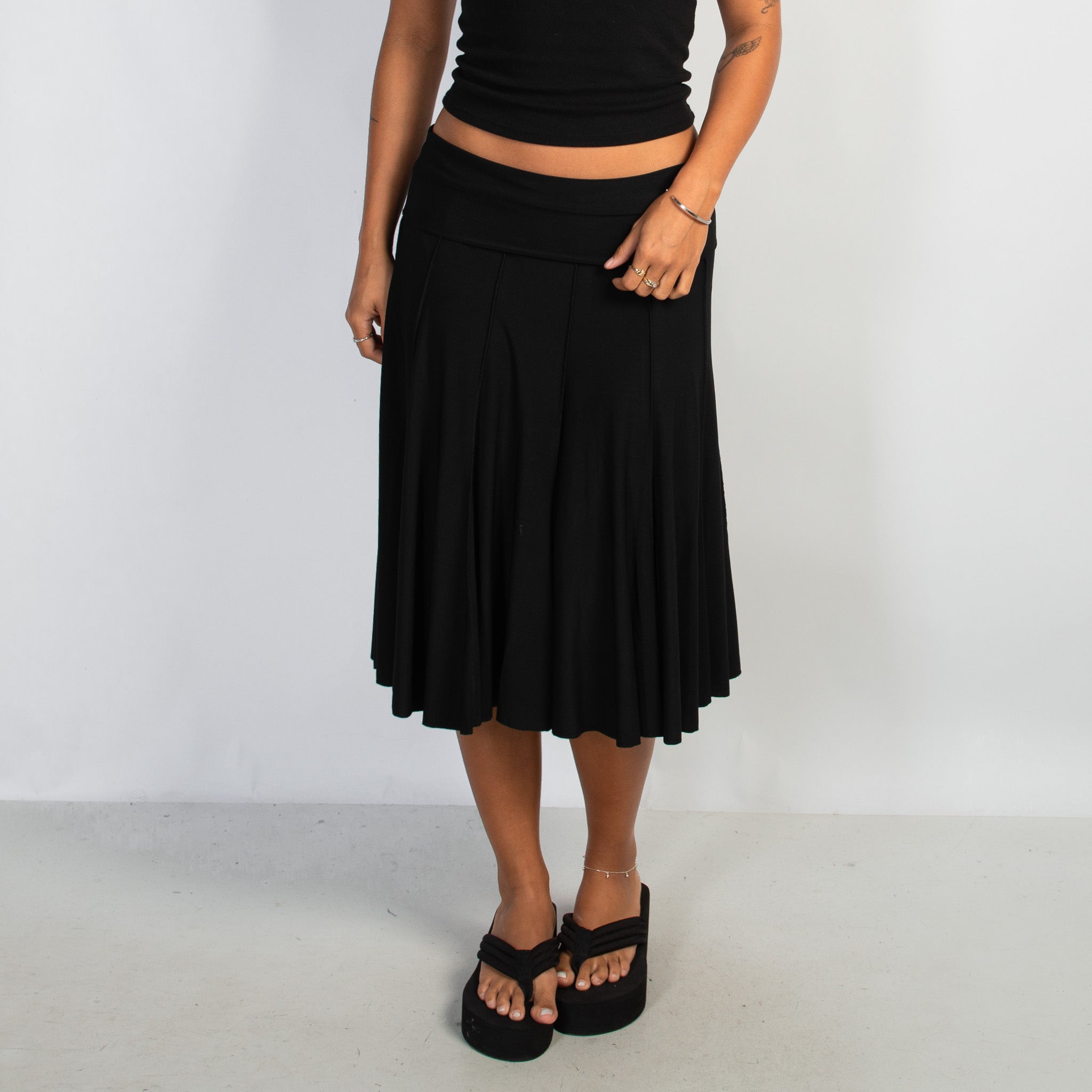 BLACK FOLD OVER SKIRT