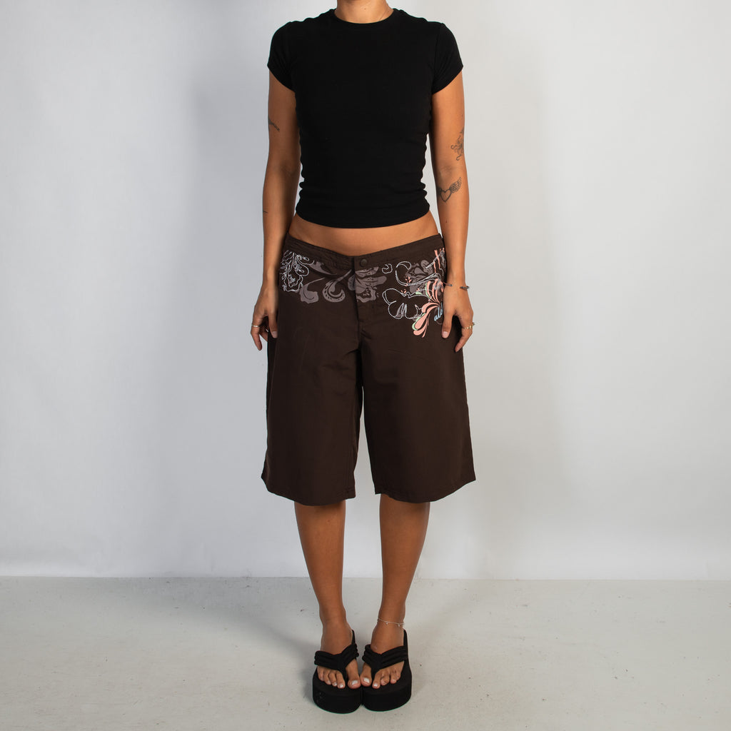 BROWN FLORAL BOARD SHORTS