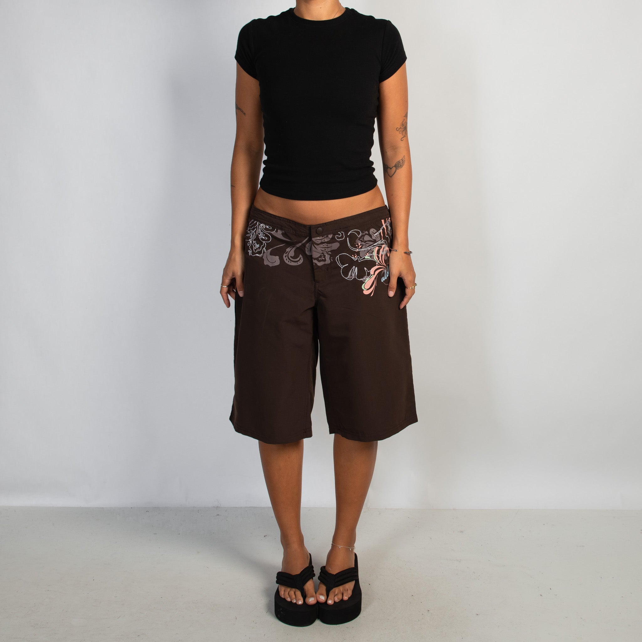 BROWN FLORAL BOARD SHORTS