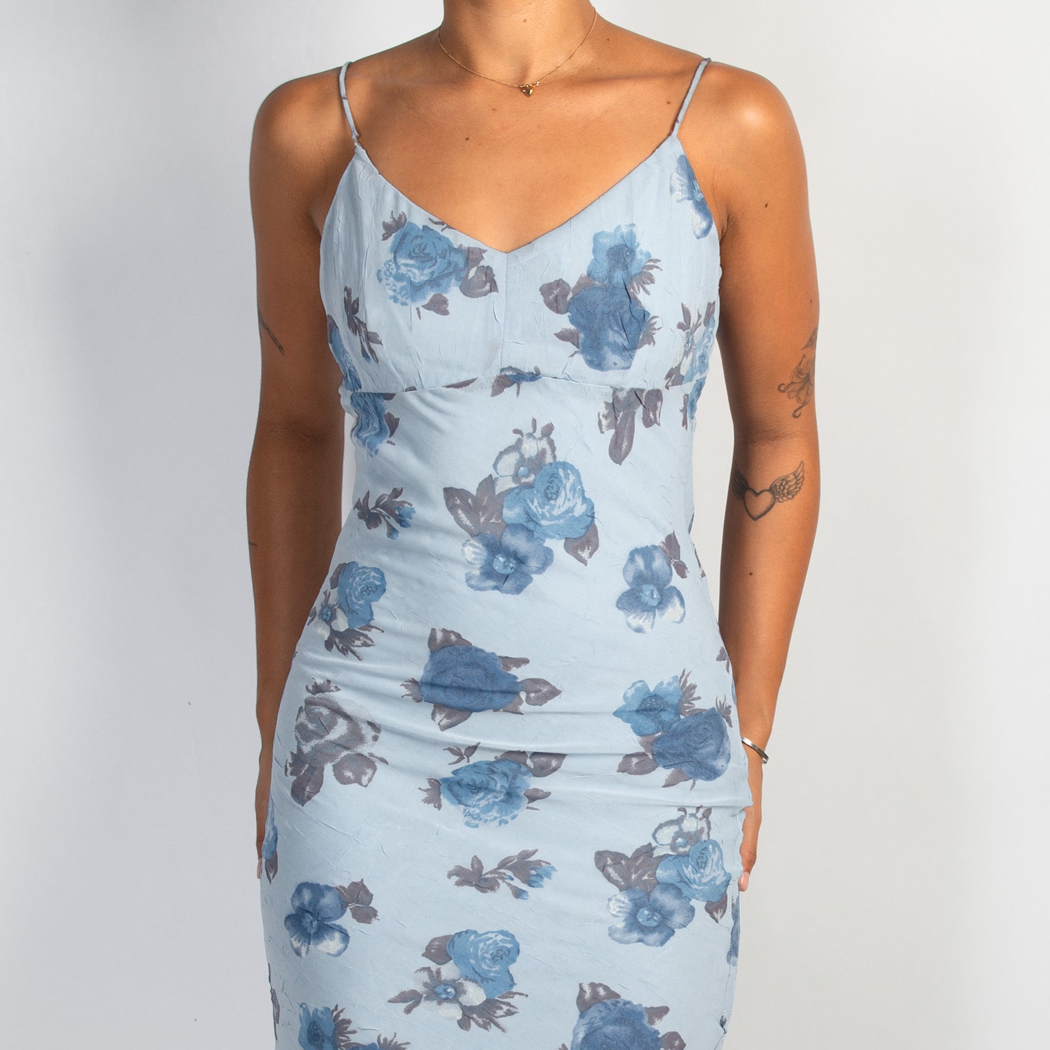 BLUE FLORAL MIDI DRESS