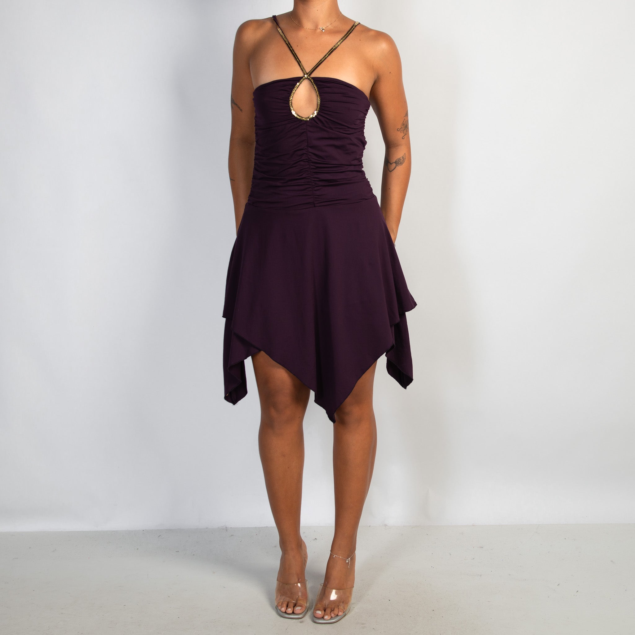 DEEP PURPLE ASYMMETRIC DRESS
