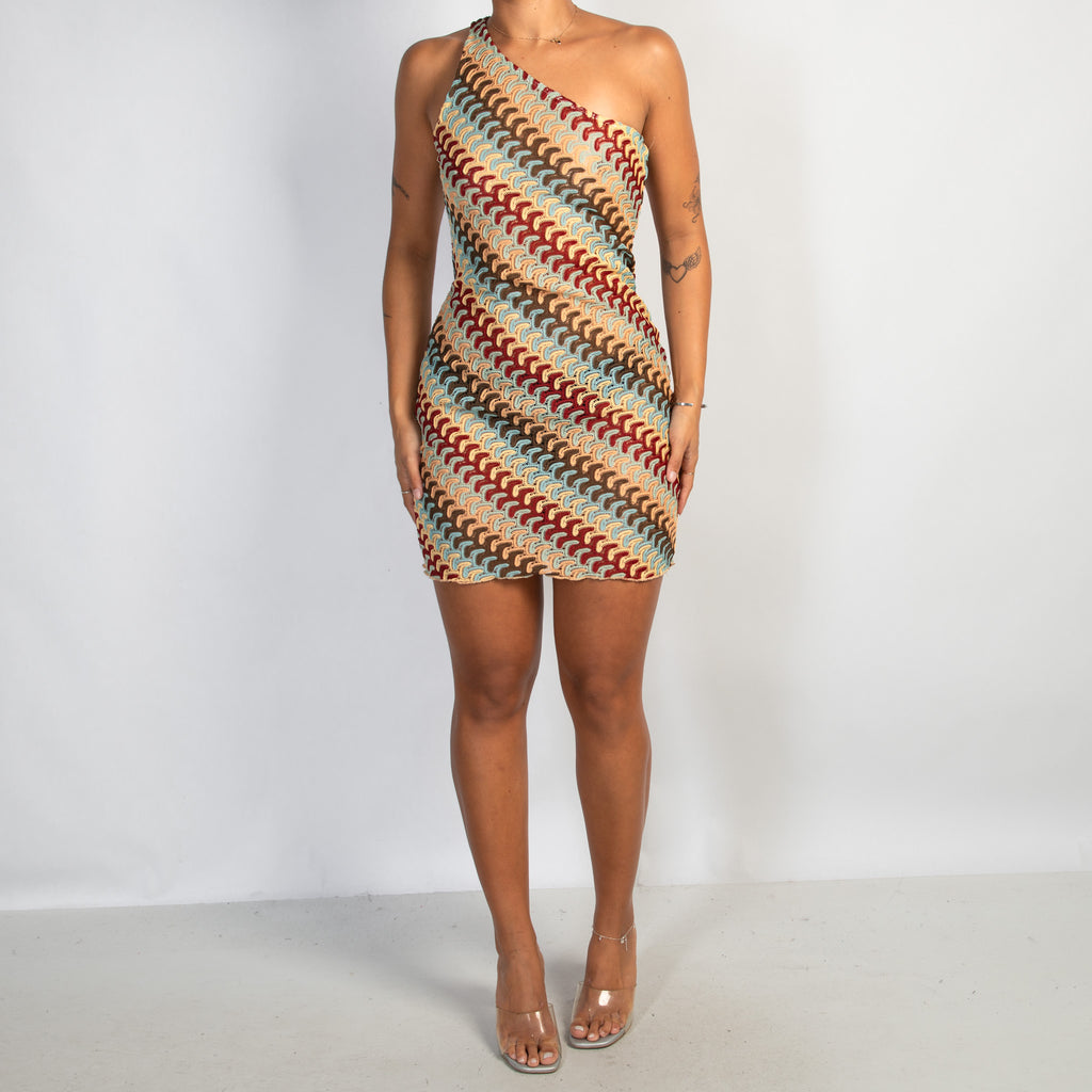 ONE SHOULDER PATTERN DRESS