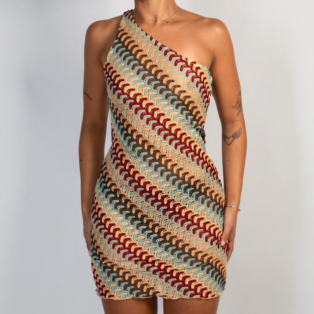 ONE SHOULDER PATTERN DRESS