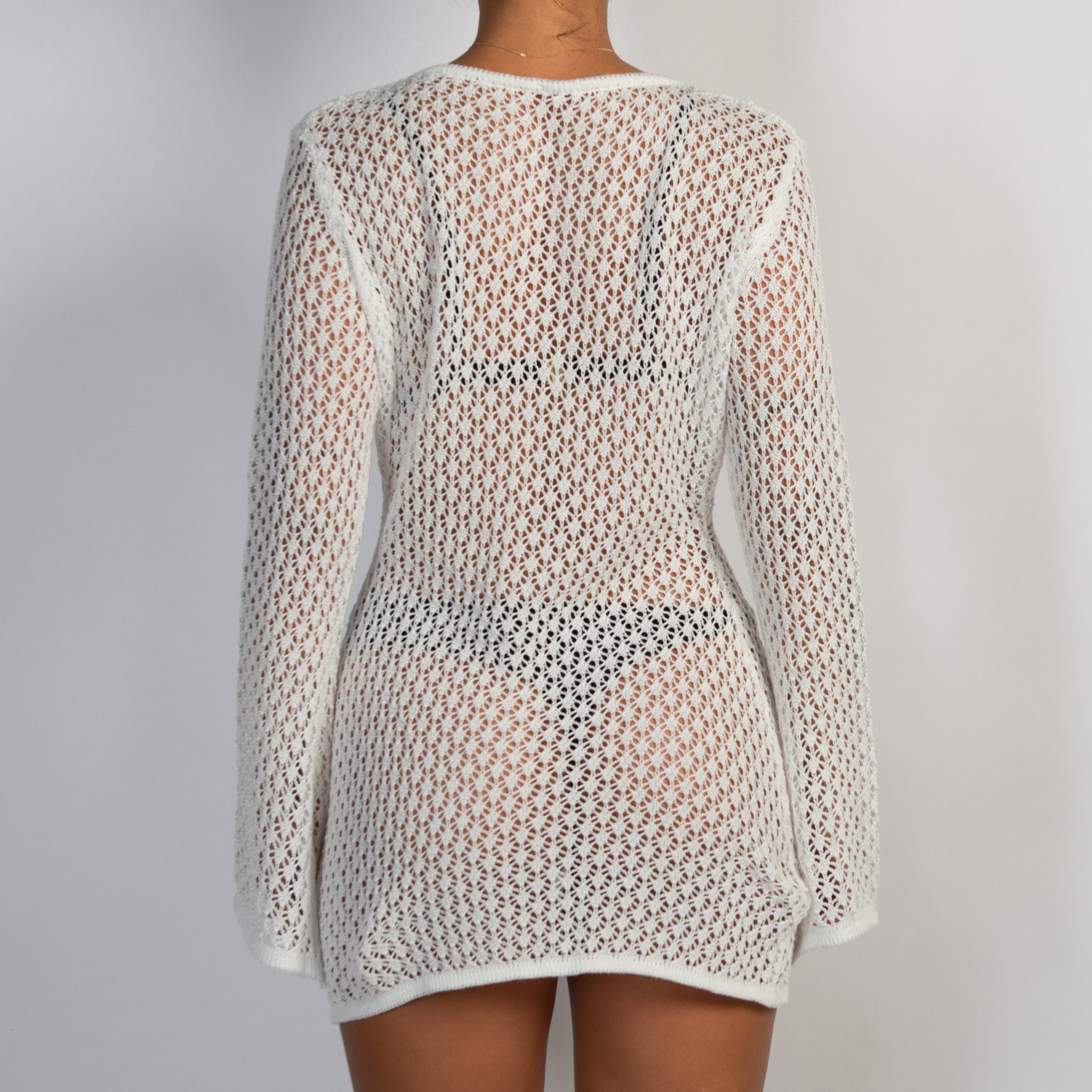 WHITE CROCHET MINI DRESS