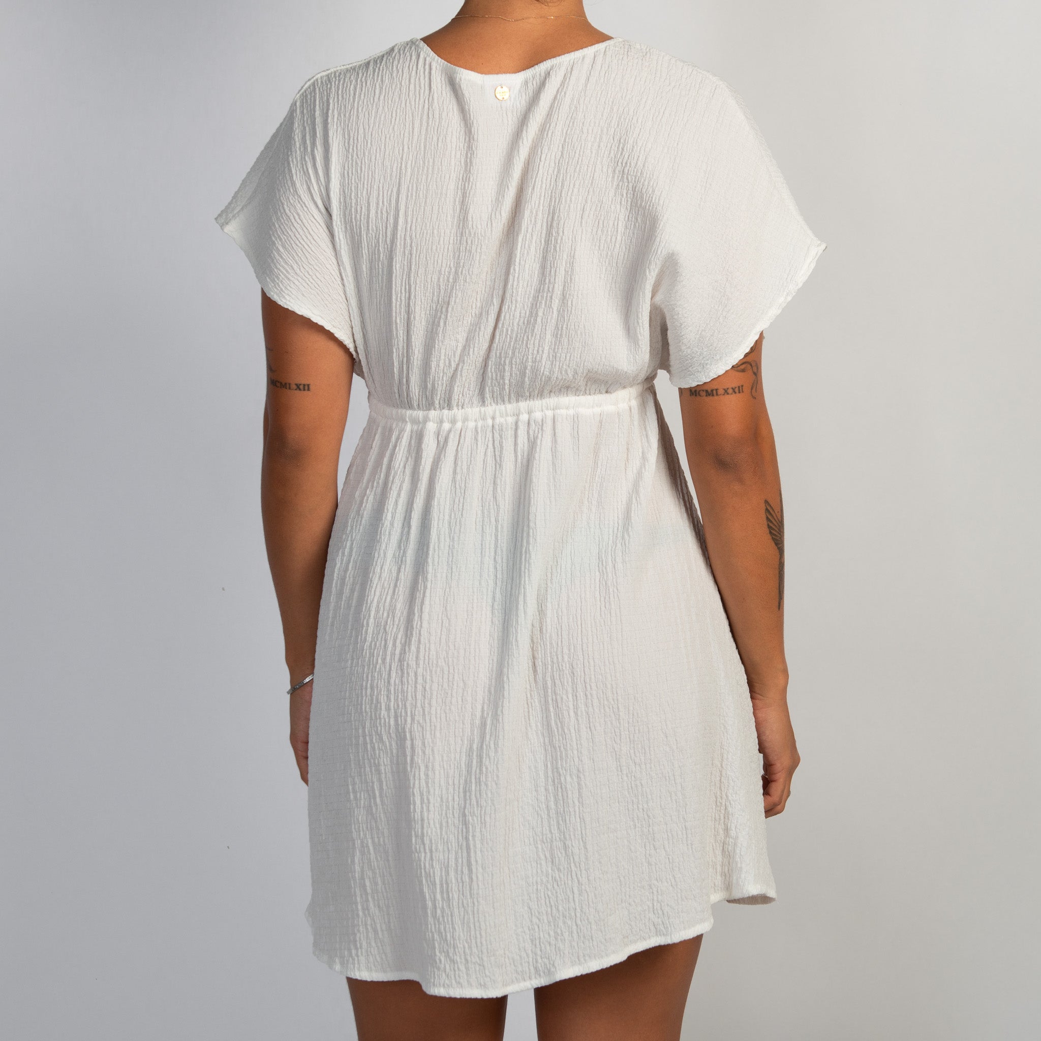 WHITE TEXTURED DRESS