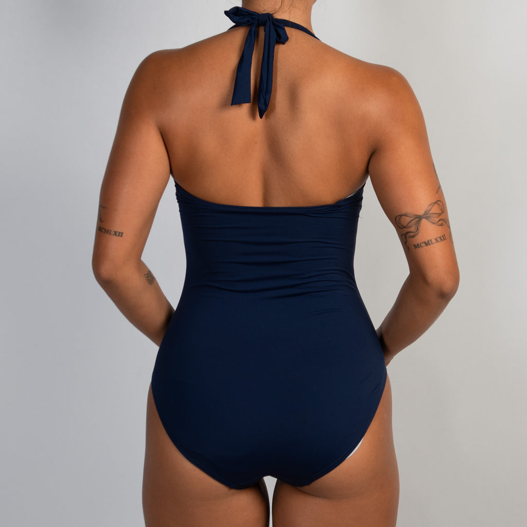 NAVY HALTER SWIMSUIT