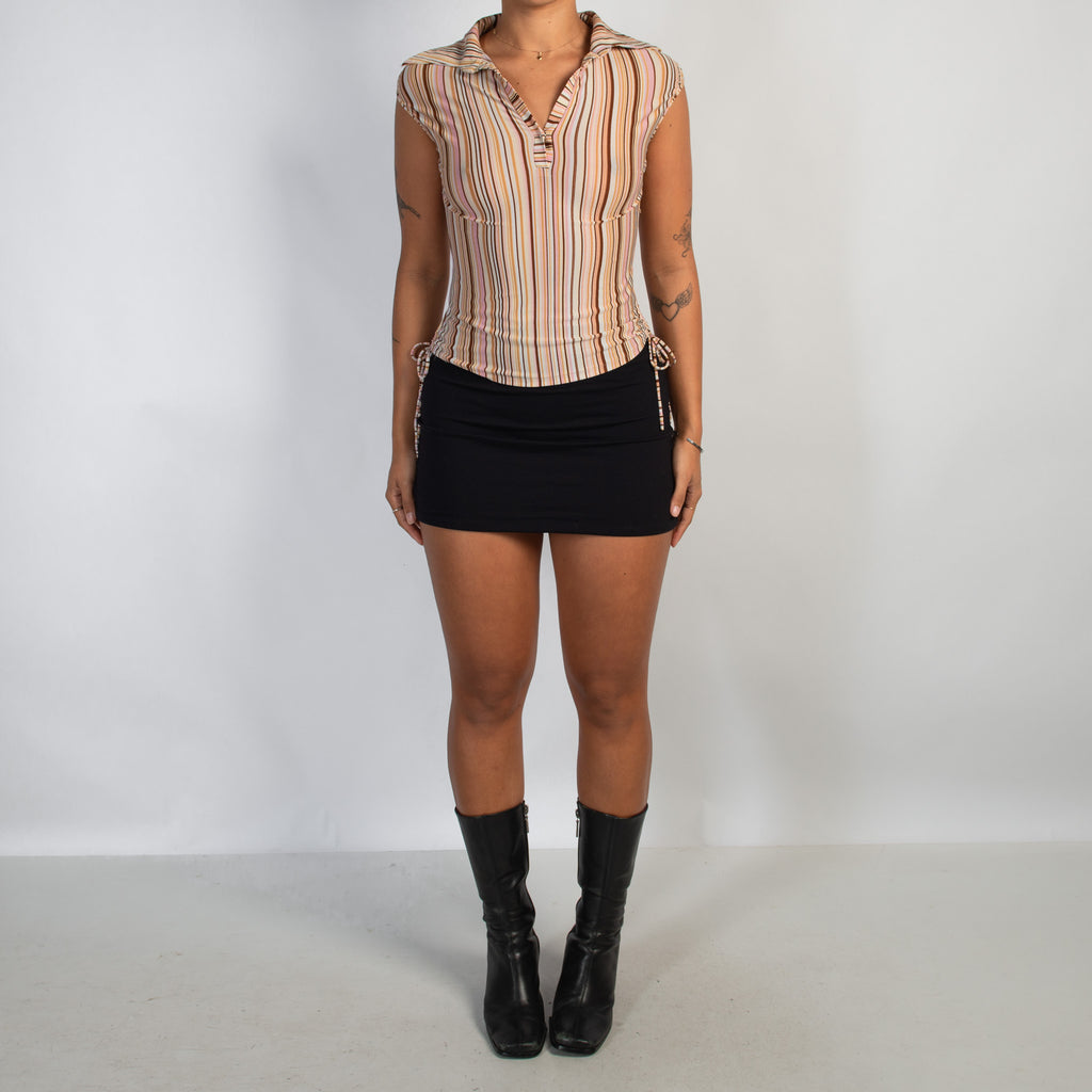 STRIPE STRETCH POLO TOP