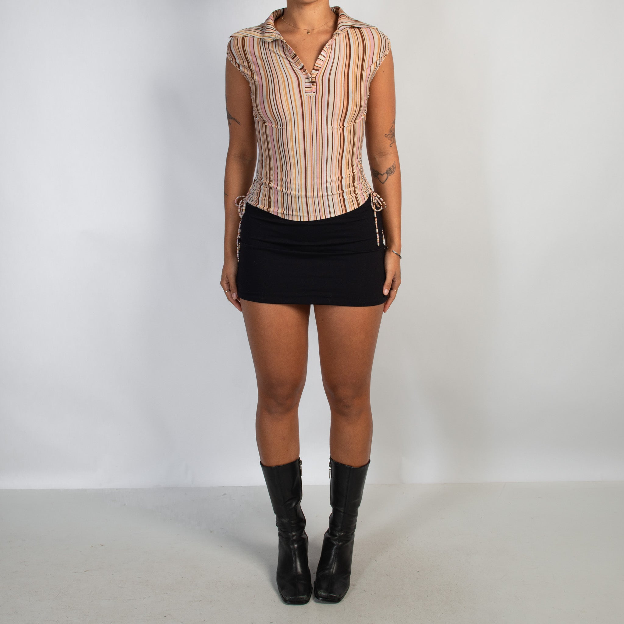 STRIPE STRETCH POLO TOP