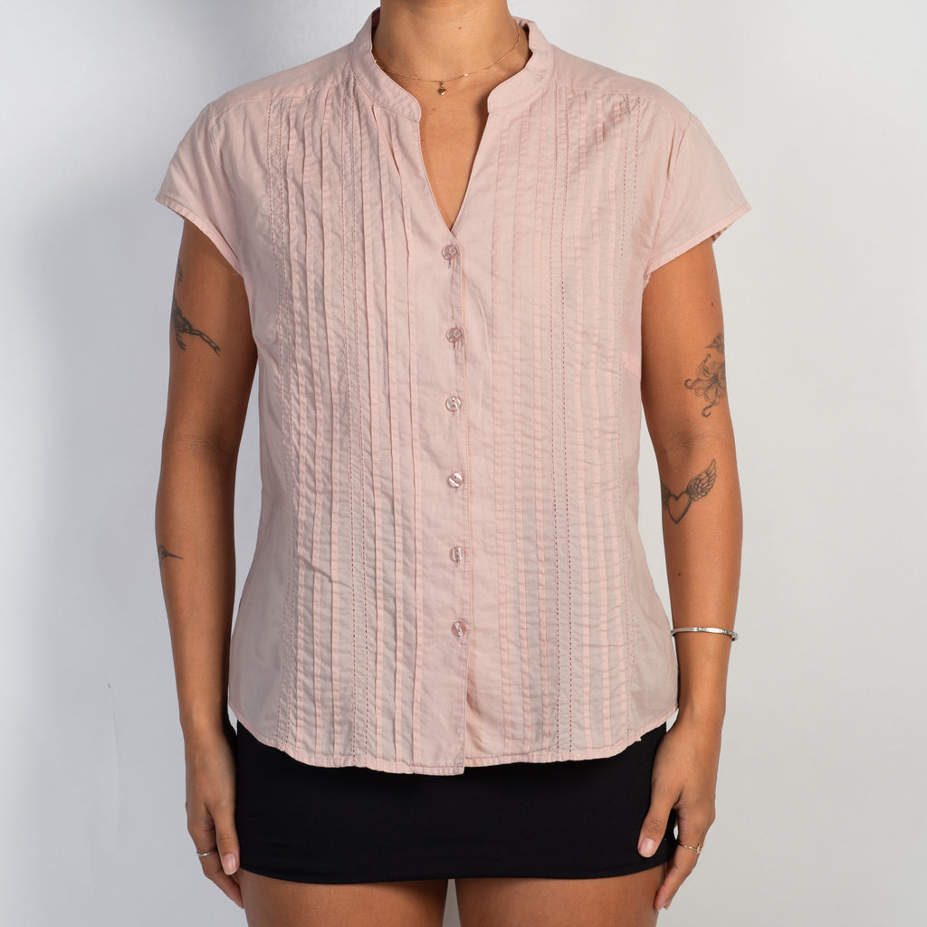 PINK MICRO PLEAT BLOUSE