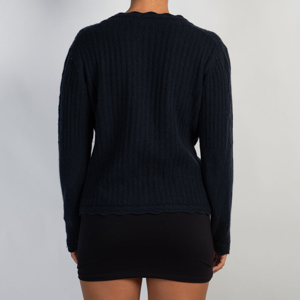 NAVY WOOL CARDIGAN