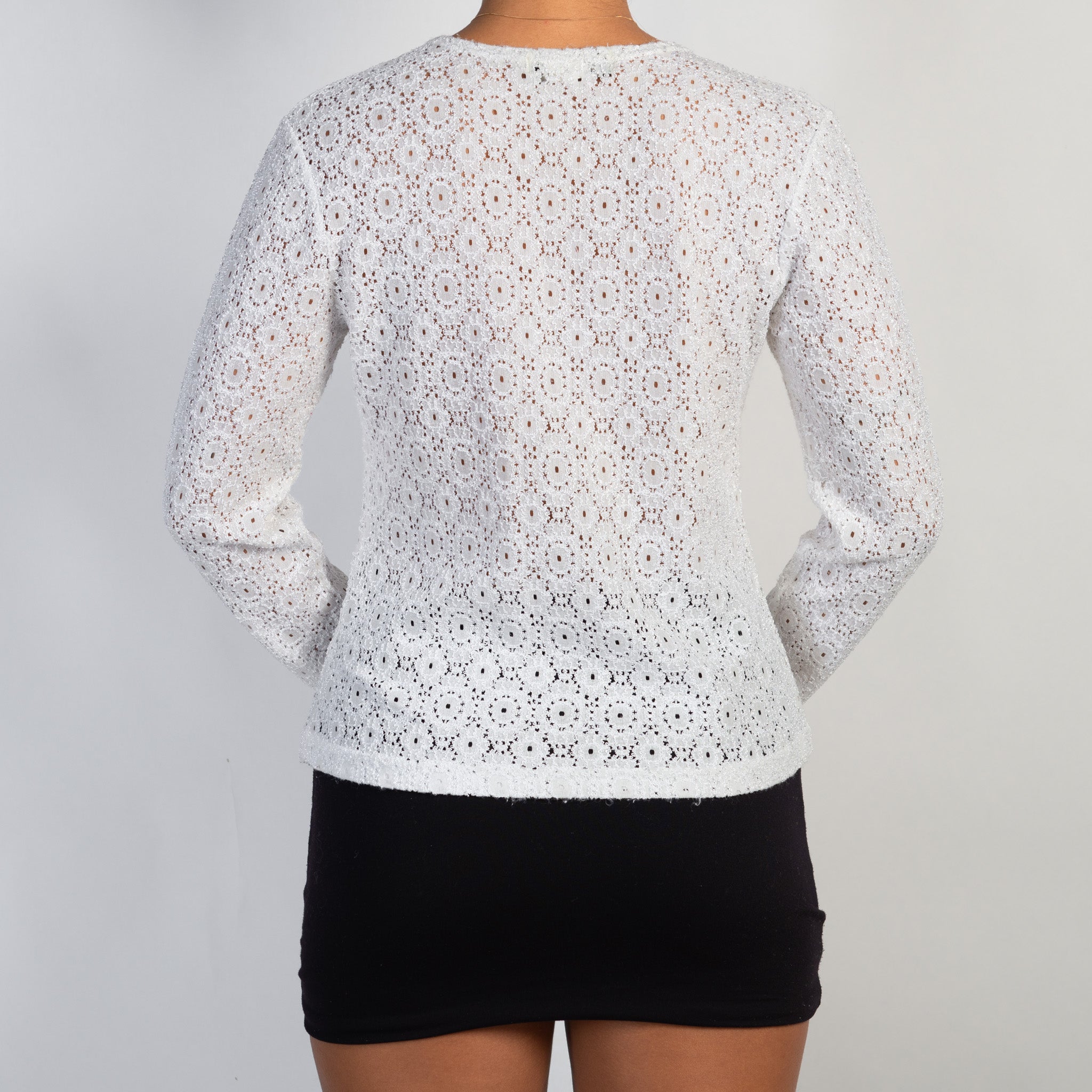 WHITE SHEER TEXTURED TOP