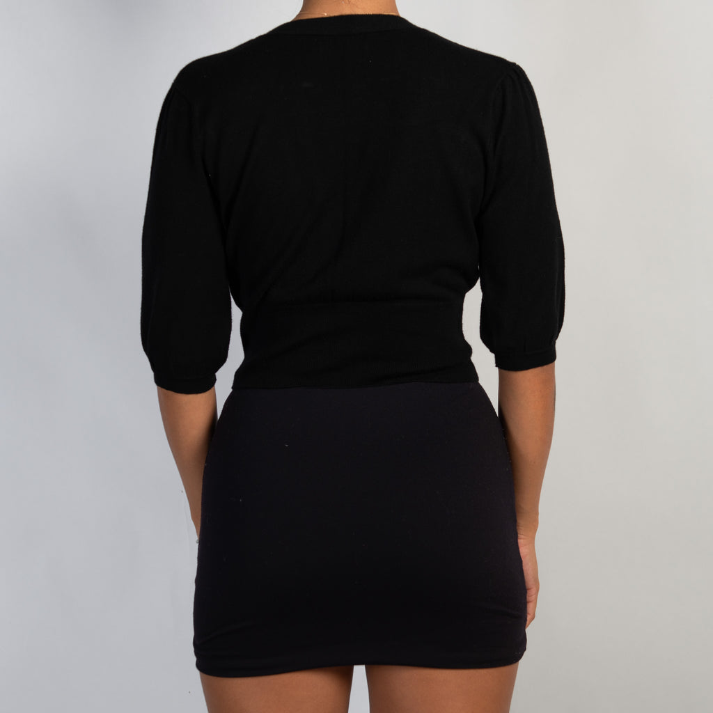 BLACK 1/2 SLEEVE CARDIGAN
